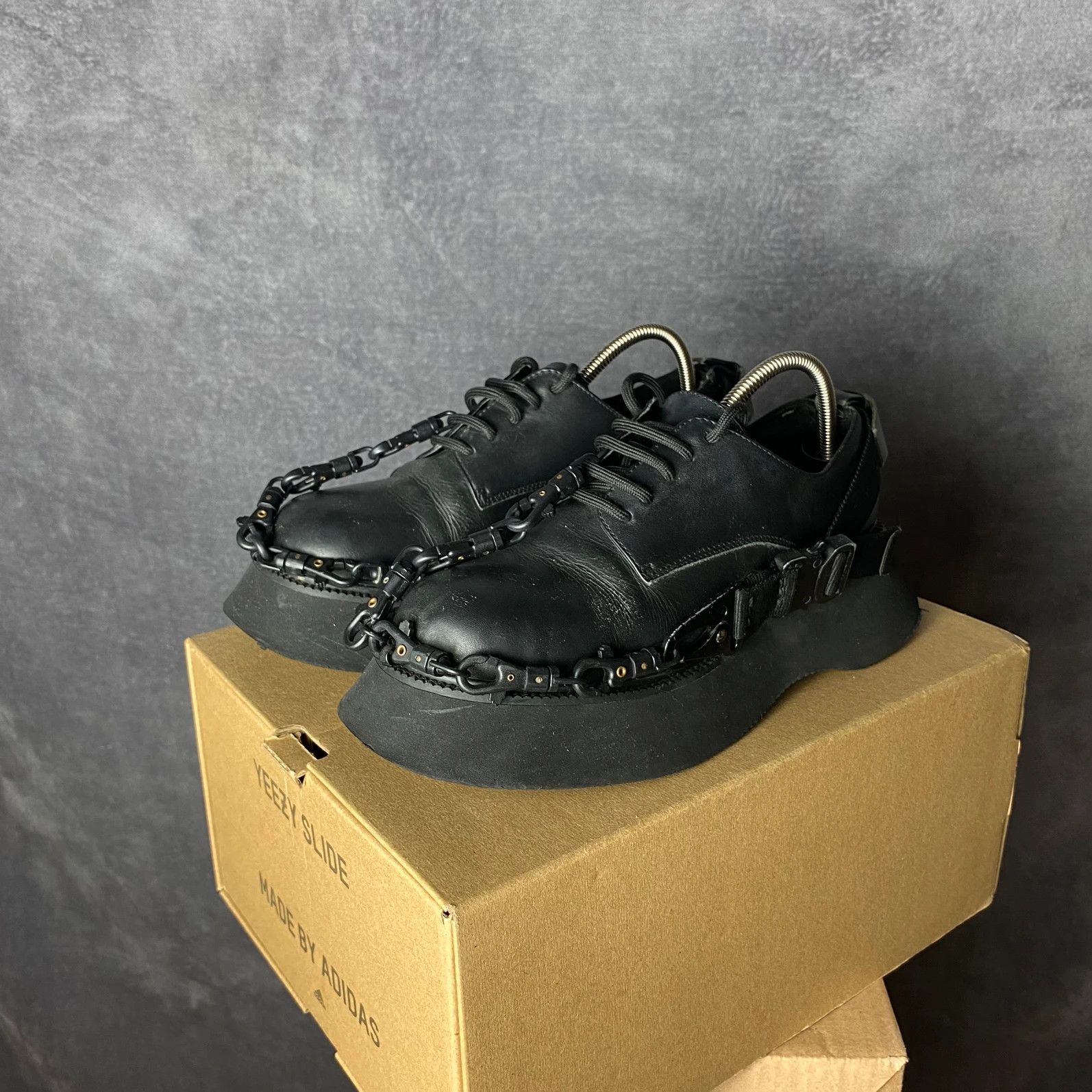 Designer Pink Punk Plank black rock shoes with chains Size US 7 / IT 37 - 1 Thumbnail