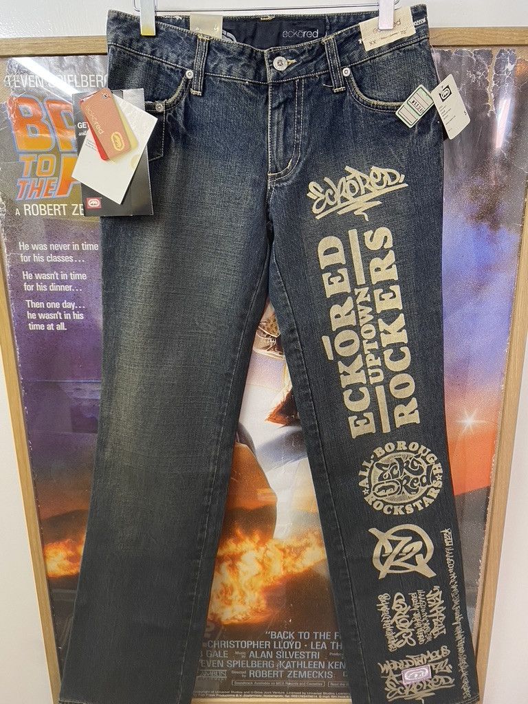 Ecko Unltd. FW2005 Ecko Red Full Length Printed Denim Jeans Size 27" / US 4 / IT 40 - 6 Thumbnail