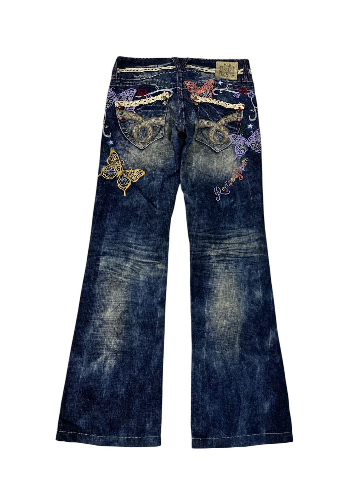 GOA Crazy 2000s Red Pepper Washed Flare Jeans Goa Lgb Y2K Style Size US 32 / EU 48 - 1 Thumbnail