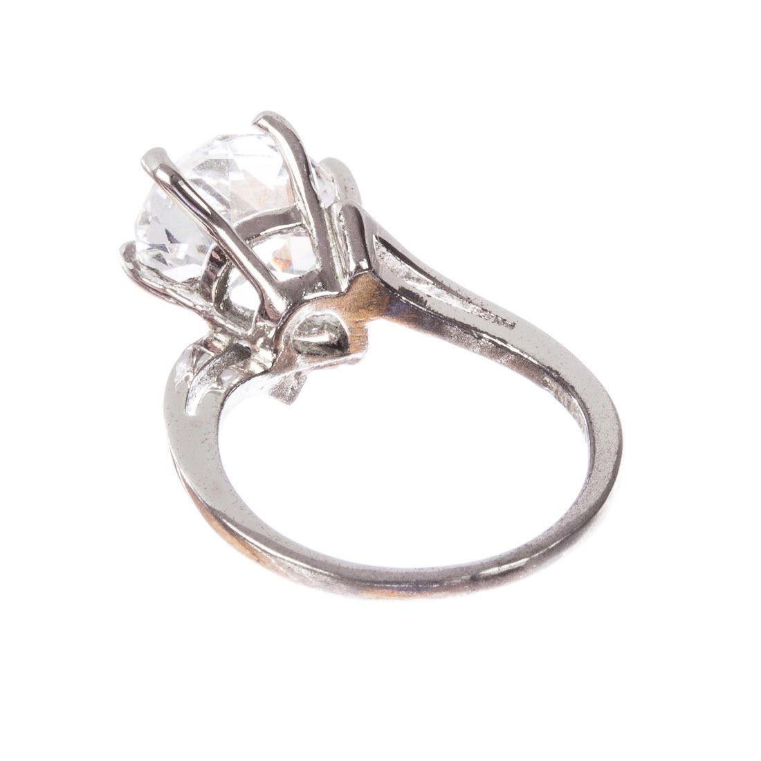 Designer Art Deco Sterling Silver Rock Crystal Quartz Cocktail Ring Size ONE SIZE - 7 Thumbnail