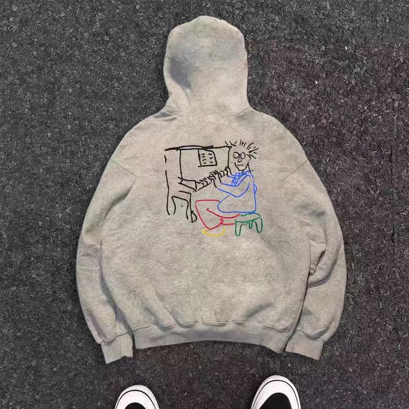 Designer × Japanese Brand Grey washed vintage piano print hoodie Size US L / EU 52-54 / 3 - 1 Thumbnail