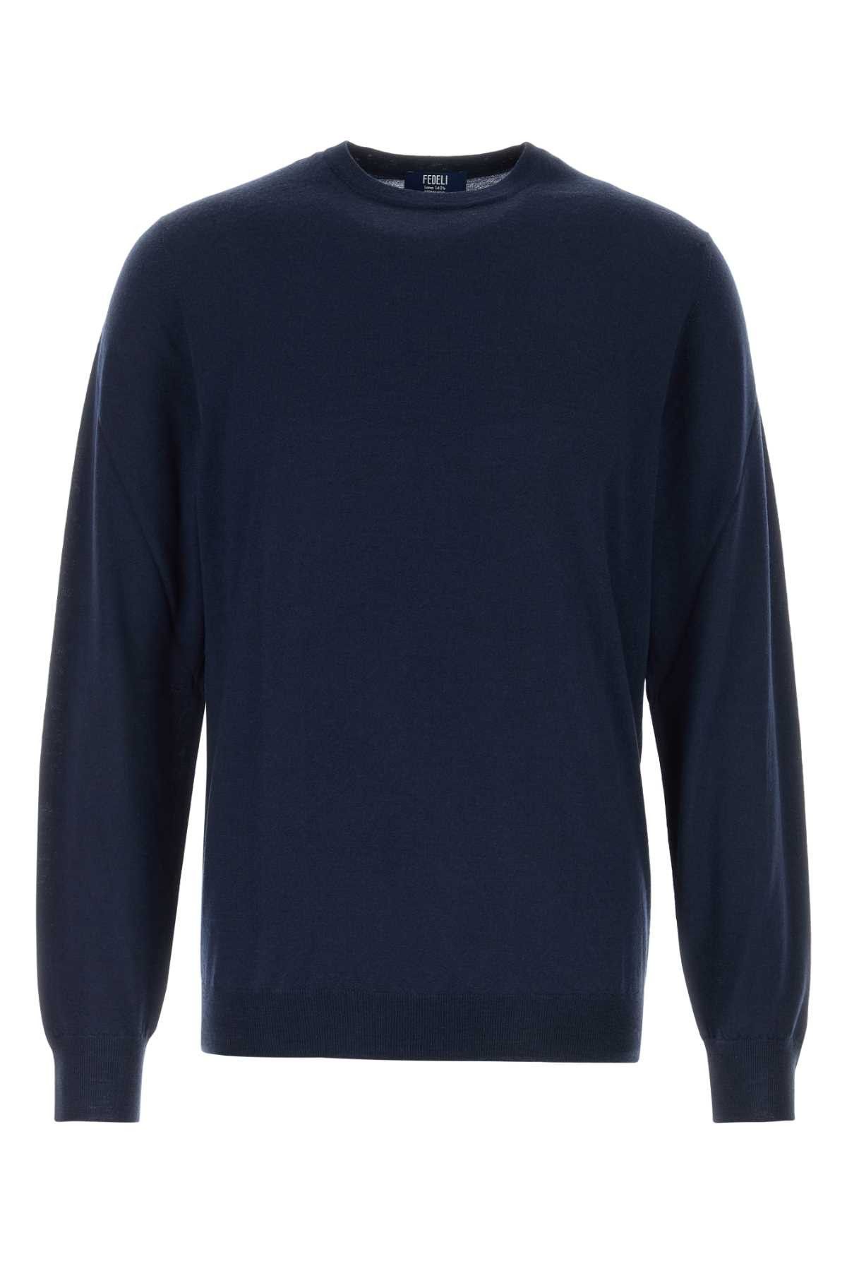 Fedeli Navy Blue Wool Sweater Size US L / EU 52-54 / 3 - 1 Thumbnail