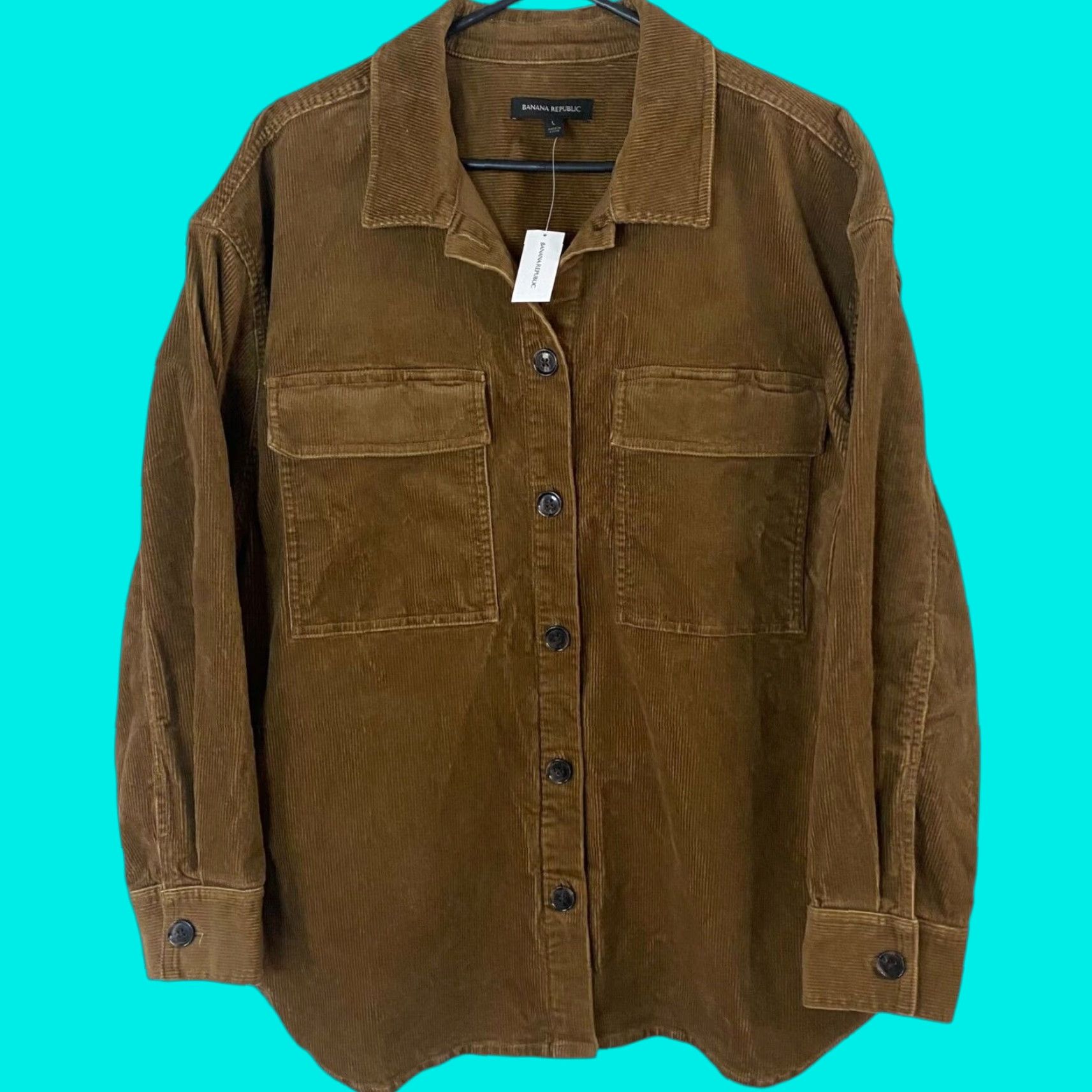 Banana Republic VINTAGE Banana Republic Corduroy Shirt Jacket Womens Large Brown Long Sleeve Button Front Pockets Fall Winter Size L / US 10 / IT 46 - 1 Thumbnail
