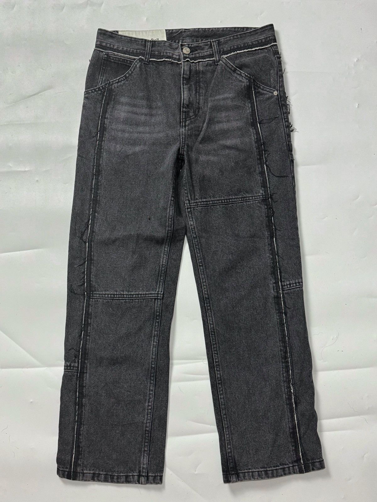 image of Andersson Bell Strap Stairght Leg Crop Jeans Archive in Black/Gray, Men's (Size 30)