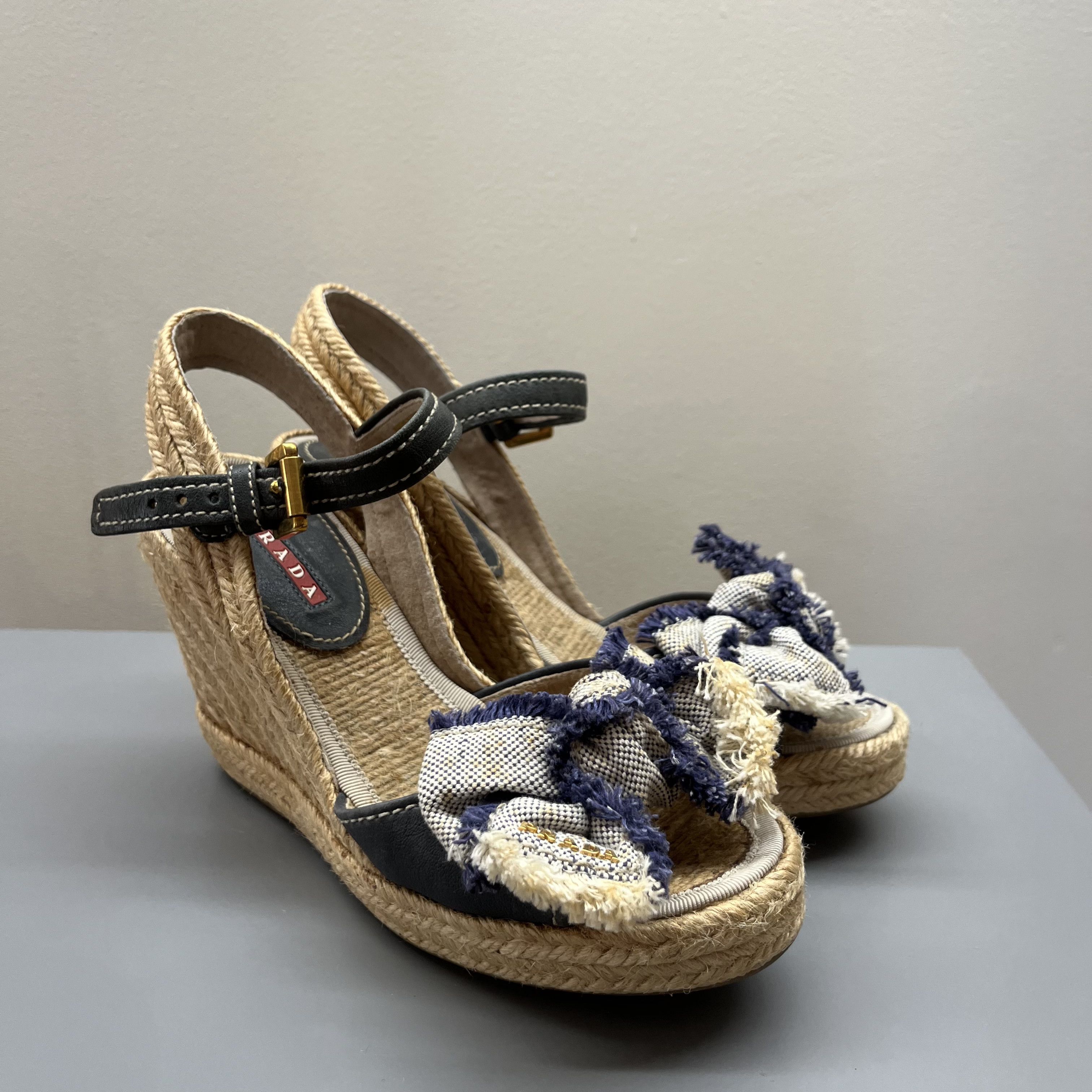 Prada Prada Denim Bowtie Espedrille Pumps Size US 6.5 / IT 36.5 - 4 Thumbnail