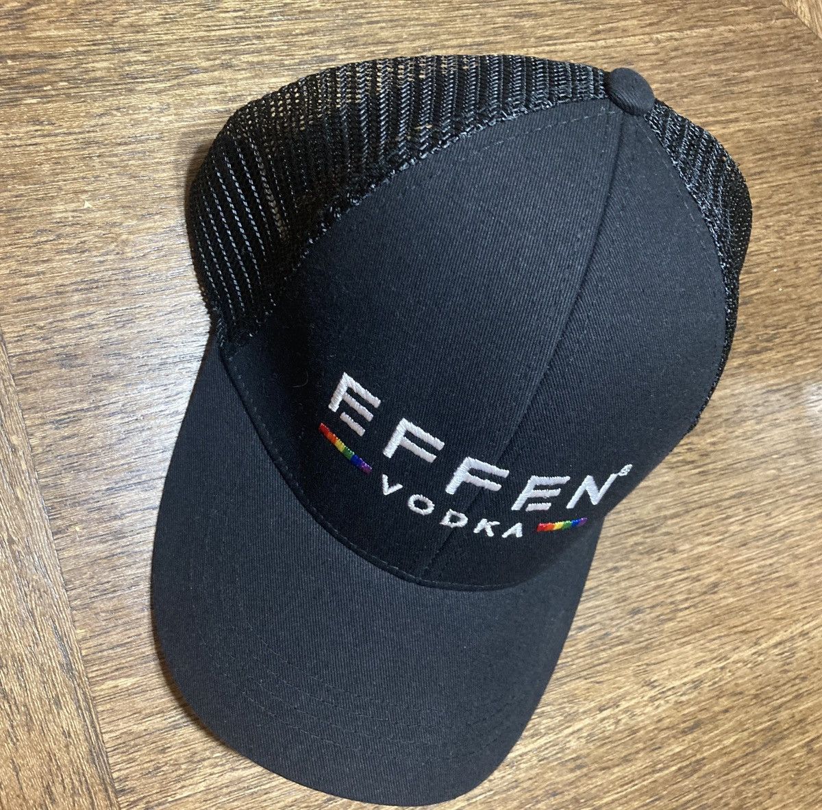 Vintage Effen Vodka Trucker Mesh cap Hat Black Spell Out Size ONE SIZE - 4 Thumbnail