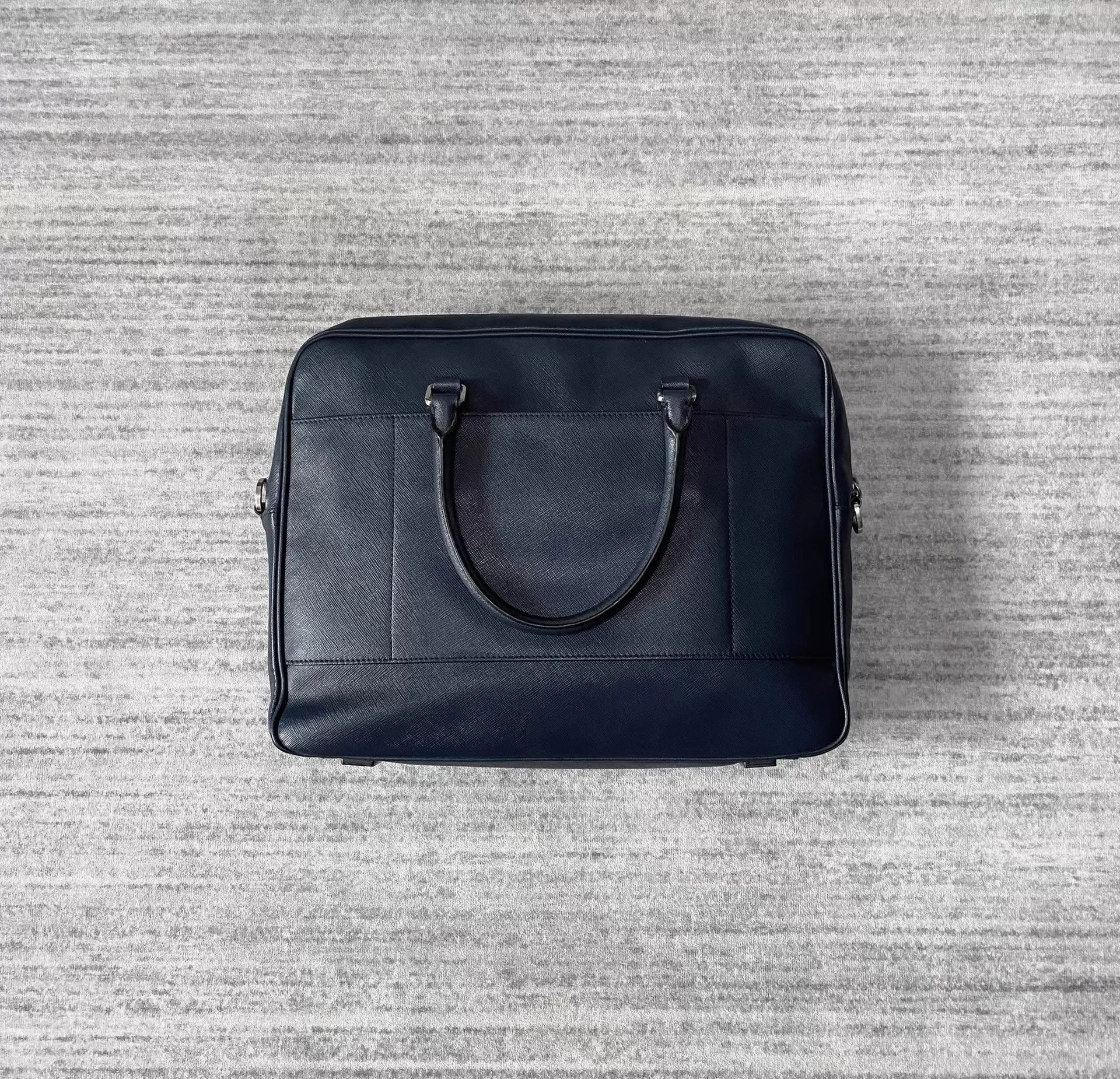 Prada Prada Saffiano Men's Navy Like New Briefcase Size ONE SIZE - 3 Thumbnail