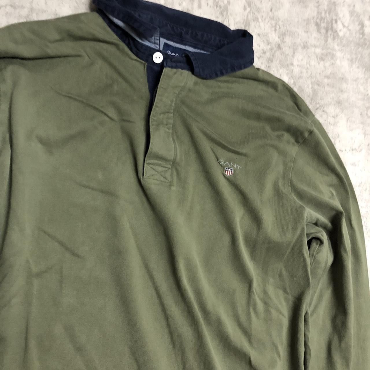 Gant GANT green long sleeve shirt with navy collar #GANT Size US XL / EU 56 / 4 - 2 Thumbnail
