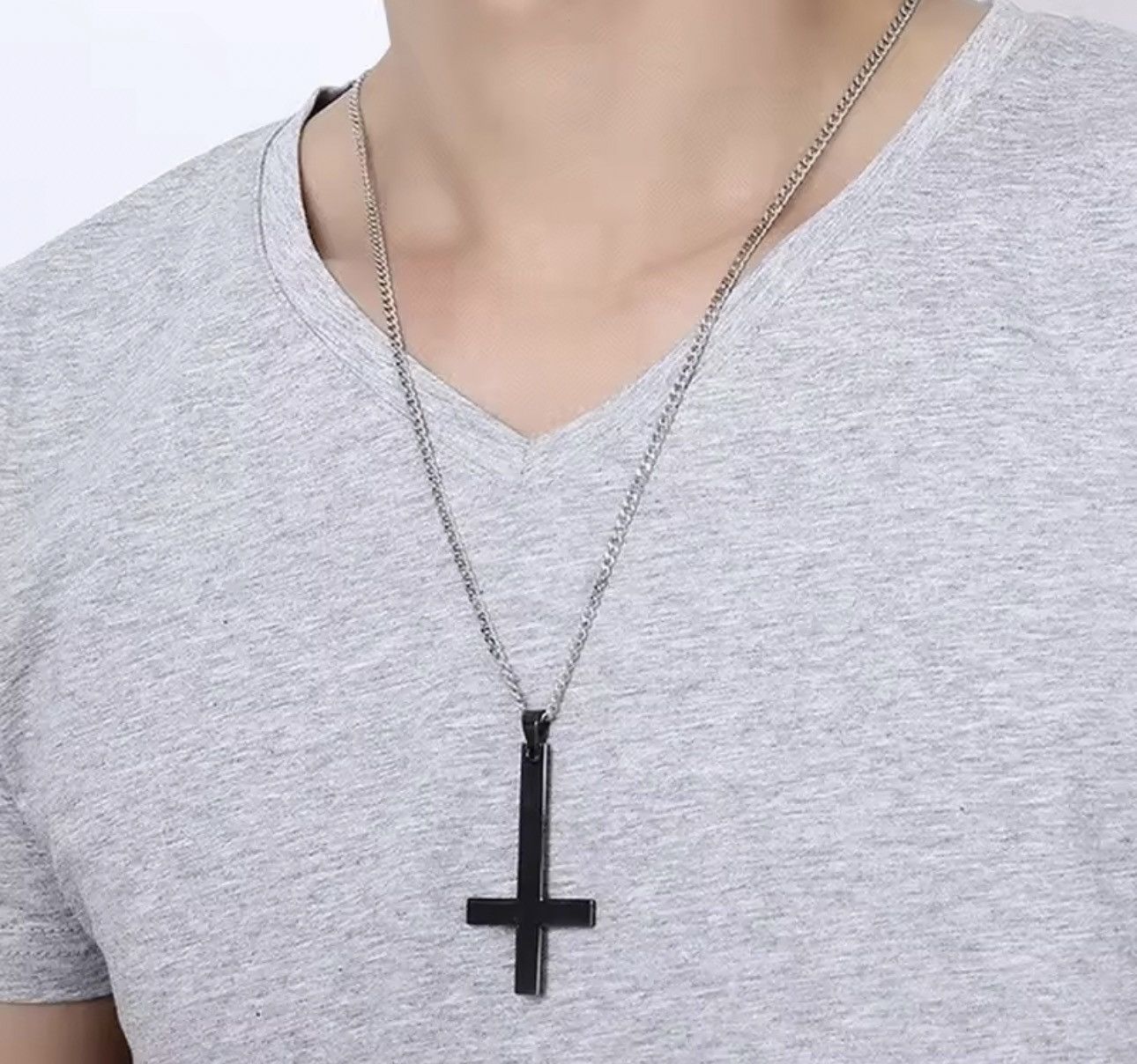 Jewelry Unique Upside Down Cross Pendant Necklace Size ONE SIZE - 2 Thumbnail