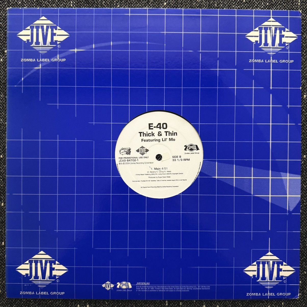 Vintage HIP HOP RAP VINYL RECORD E-40 – Thick & Thin Size ONE SIZE - 3 Thumbnail