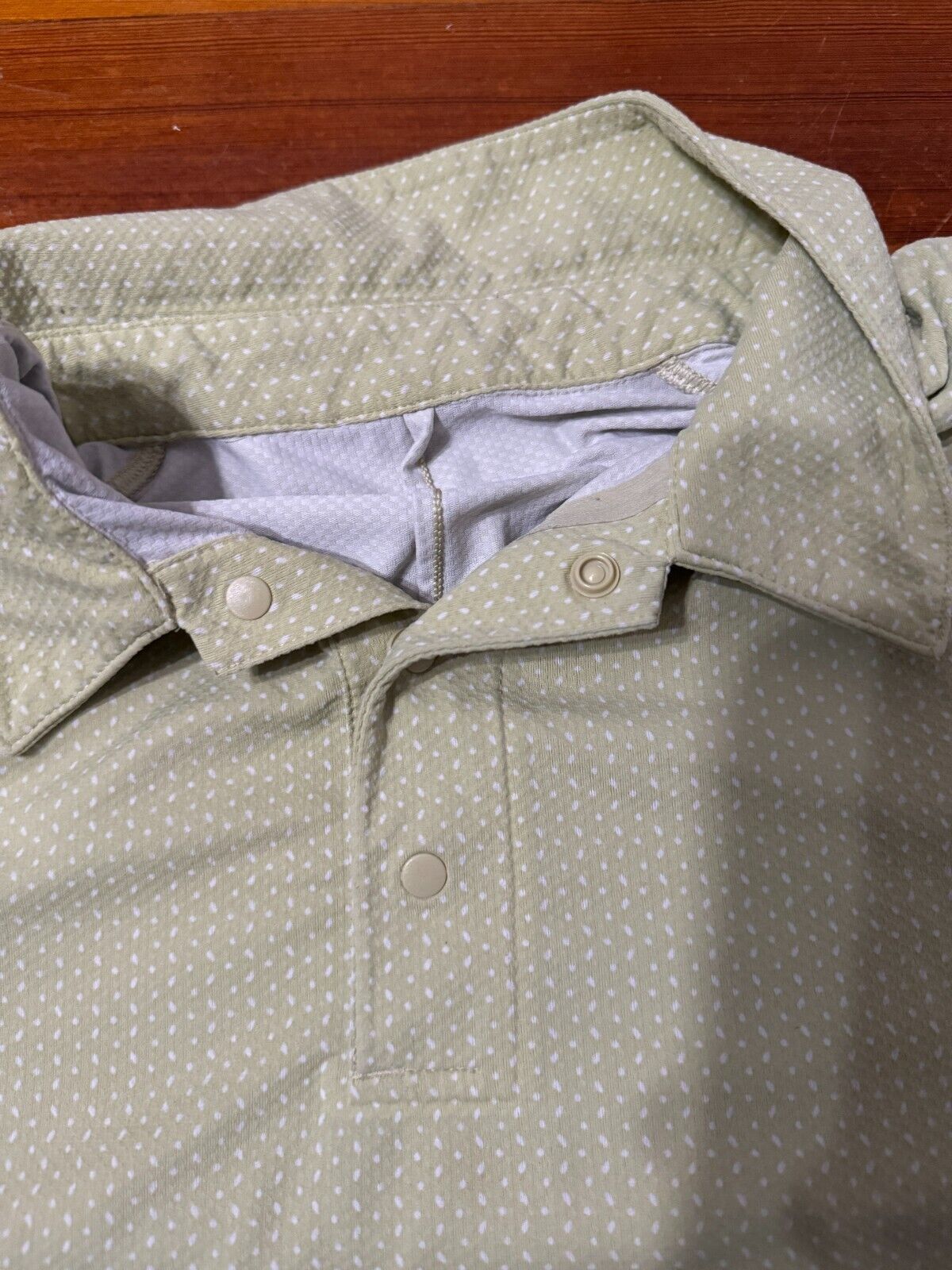 Lululemon Lululemon Snap Front Polo Green Systematic White Opal Dew Size US M / EU 48-50 / 2 - 4 Thumbnail