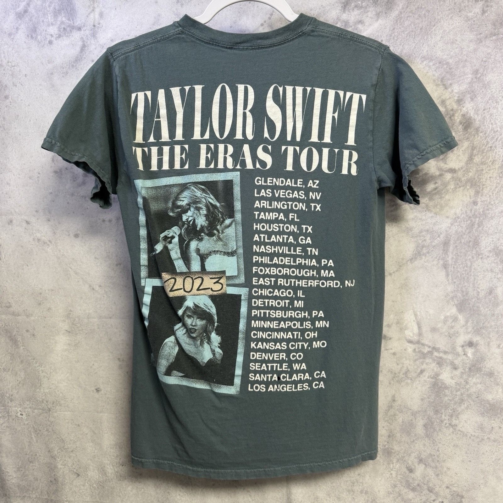 Band Tees Taylor Swift The Eras Tour T Shirt Small 17x25 Gray Short Sl Size S / US 4 / IT 40 - 2 Thumbnail