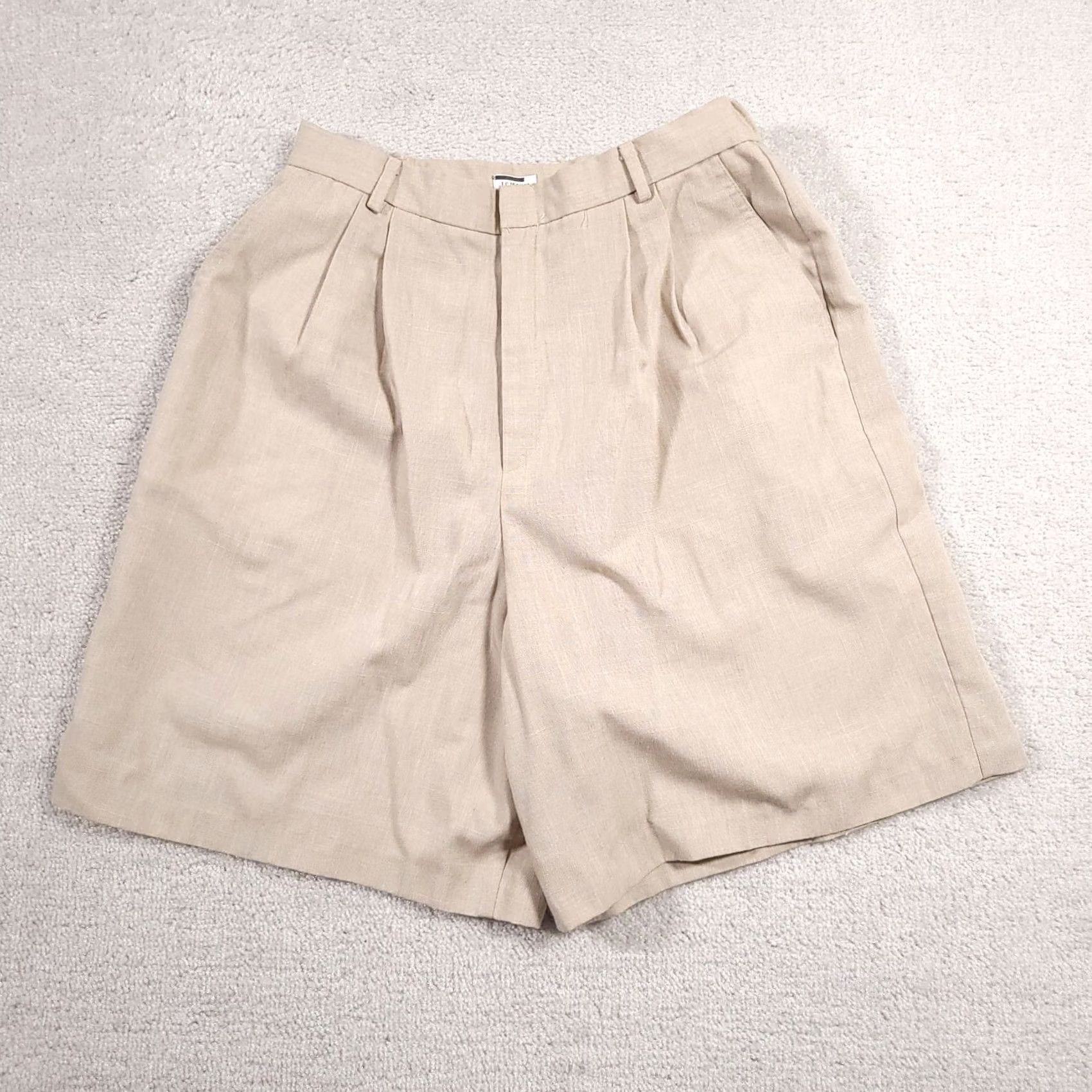 Vintage VINTAGE IC Isaacs Mom Shorts Women's 16 Tab High Rise Elastic Waist Baggy Woven - Beige Cotton Secretar y/Geek Mens? Size 38" / US 16 / IT 52 - 2 Thumbnail