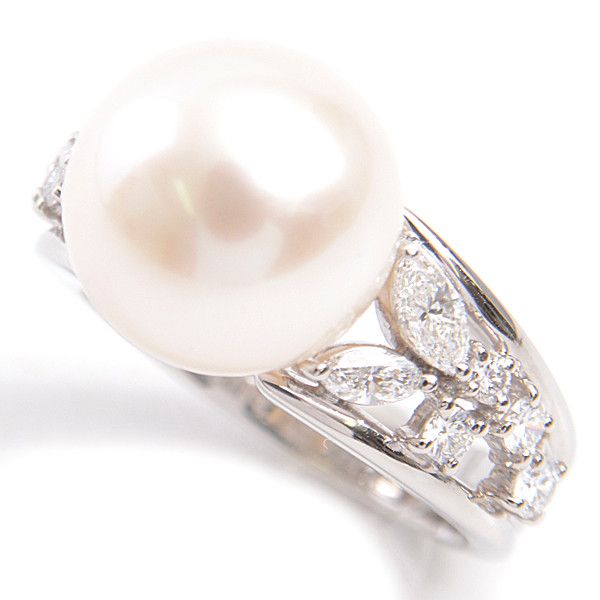 Mikimoto Mikimoto Mikimoto PT950 Pearl Diamond Ring Platinum Natural Material Ring in Great Condition Size ONE SIZE - 1 Thumbnail