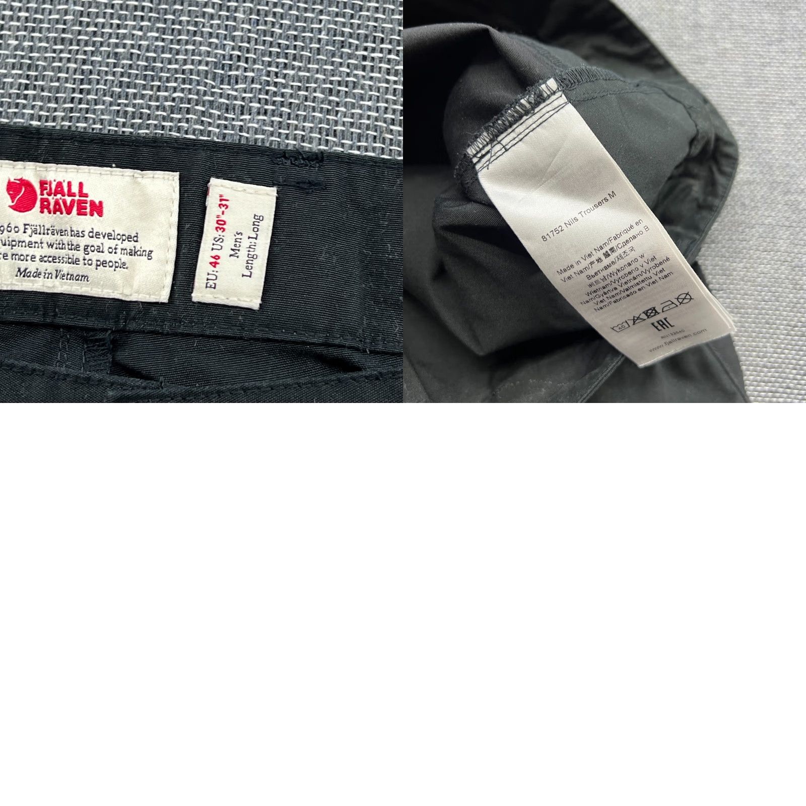 Vintage Fjällräven Niis Trousers Mens Pants 46 Black G-1000 Outdoor Hiking Track Pants Mens 46 Black Size US 30 / EU 46 - 9 Thumbnail
