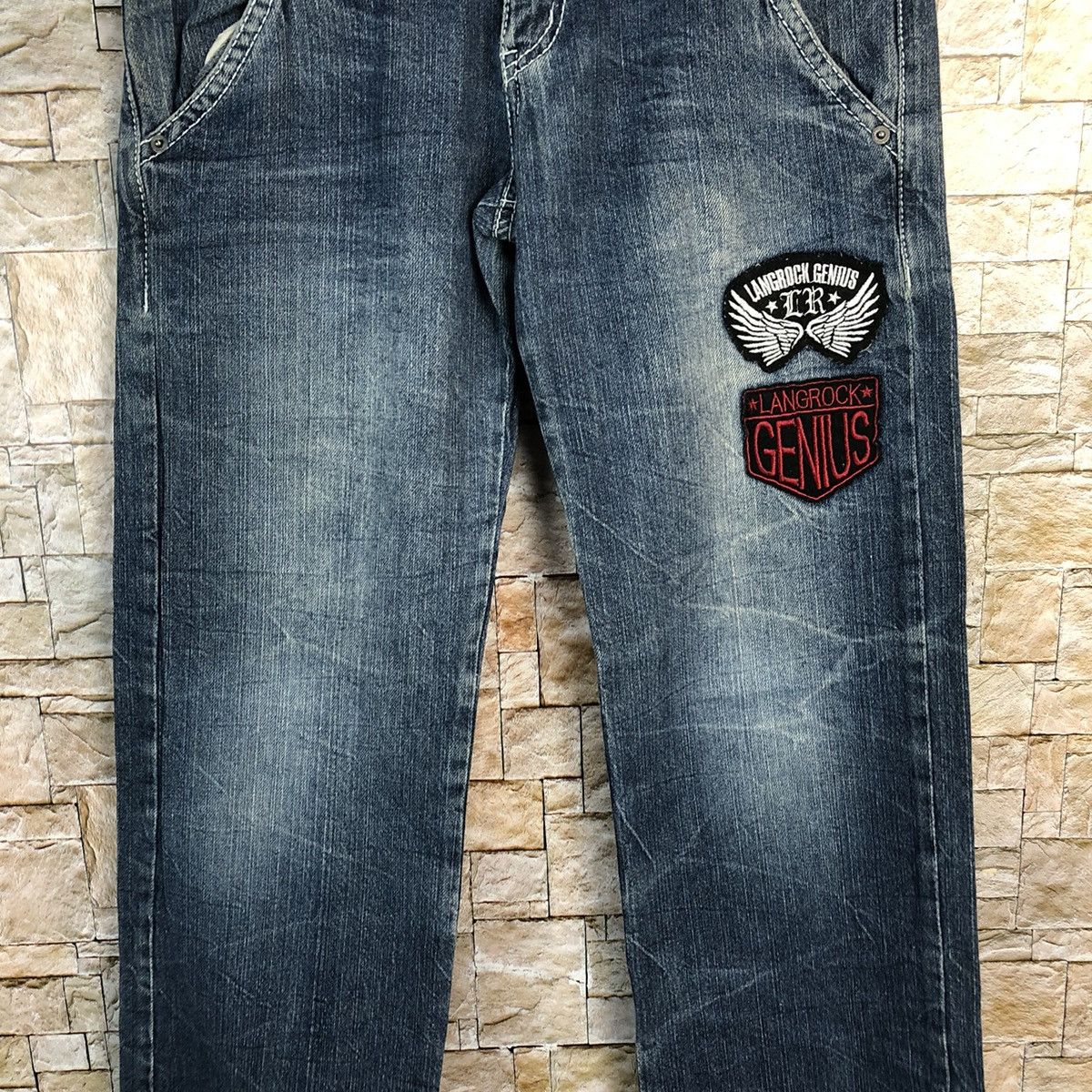 Japanese Brand Lang Rock Blue Double Waist Blue Denim Pants #A447 Size US 28 / EU 44 - 6 Thumbnail