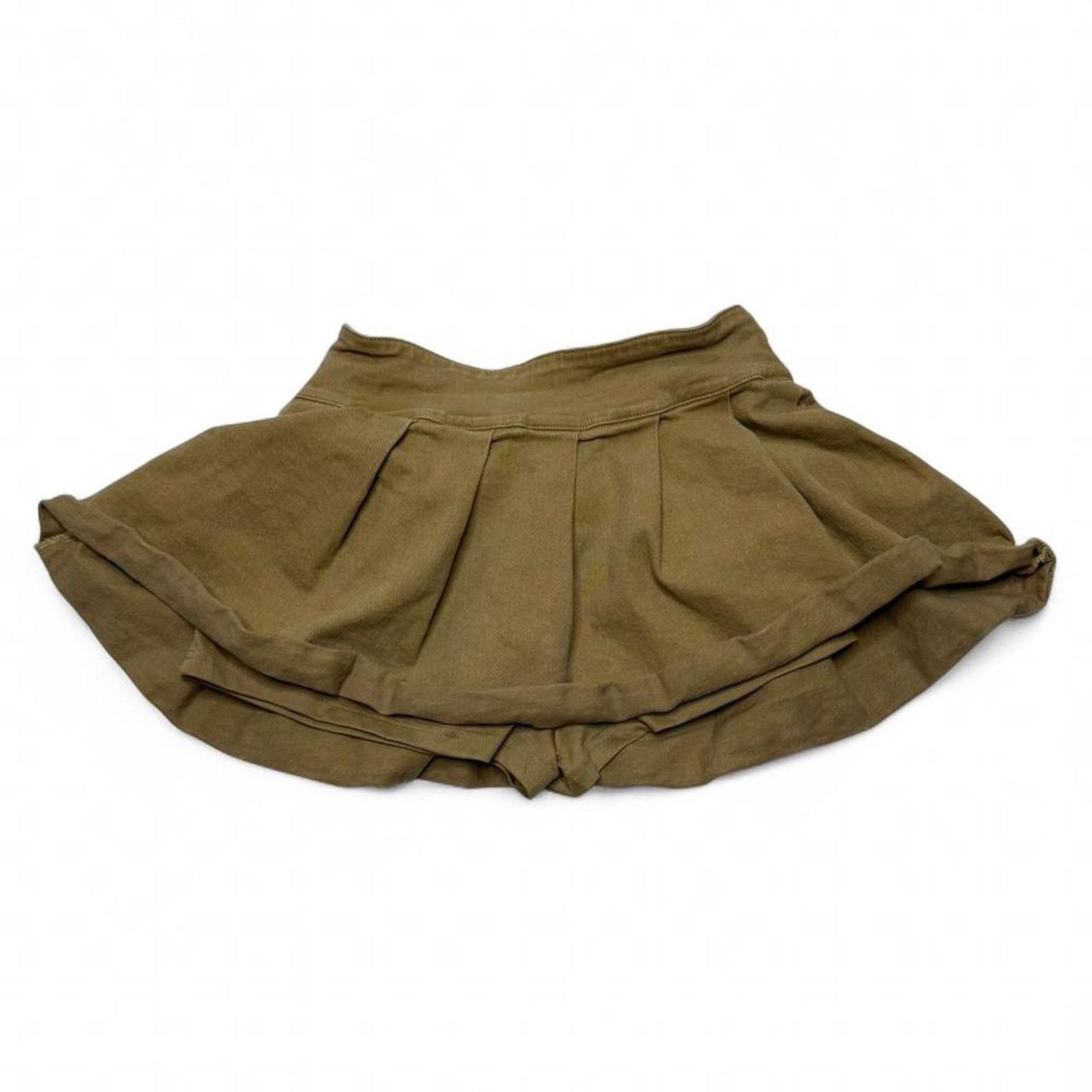 Windsor Smith Windsor Khaki Denim Mini Belted Studded Pleated Skirt Size M Size 30" / US 8 / IT 44 - 2 Thumbnail