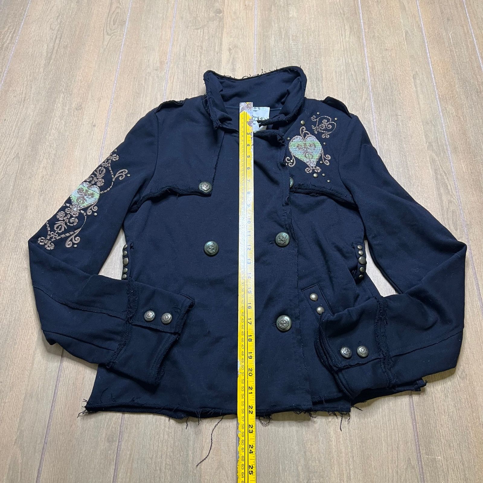 Vintage RAG COUTURE Jacket Womens M Black Embroidered Studded Y2K Size M / US 6-8 / IT 42-44 - 2 Thumbnail