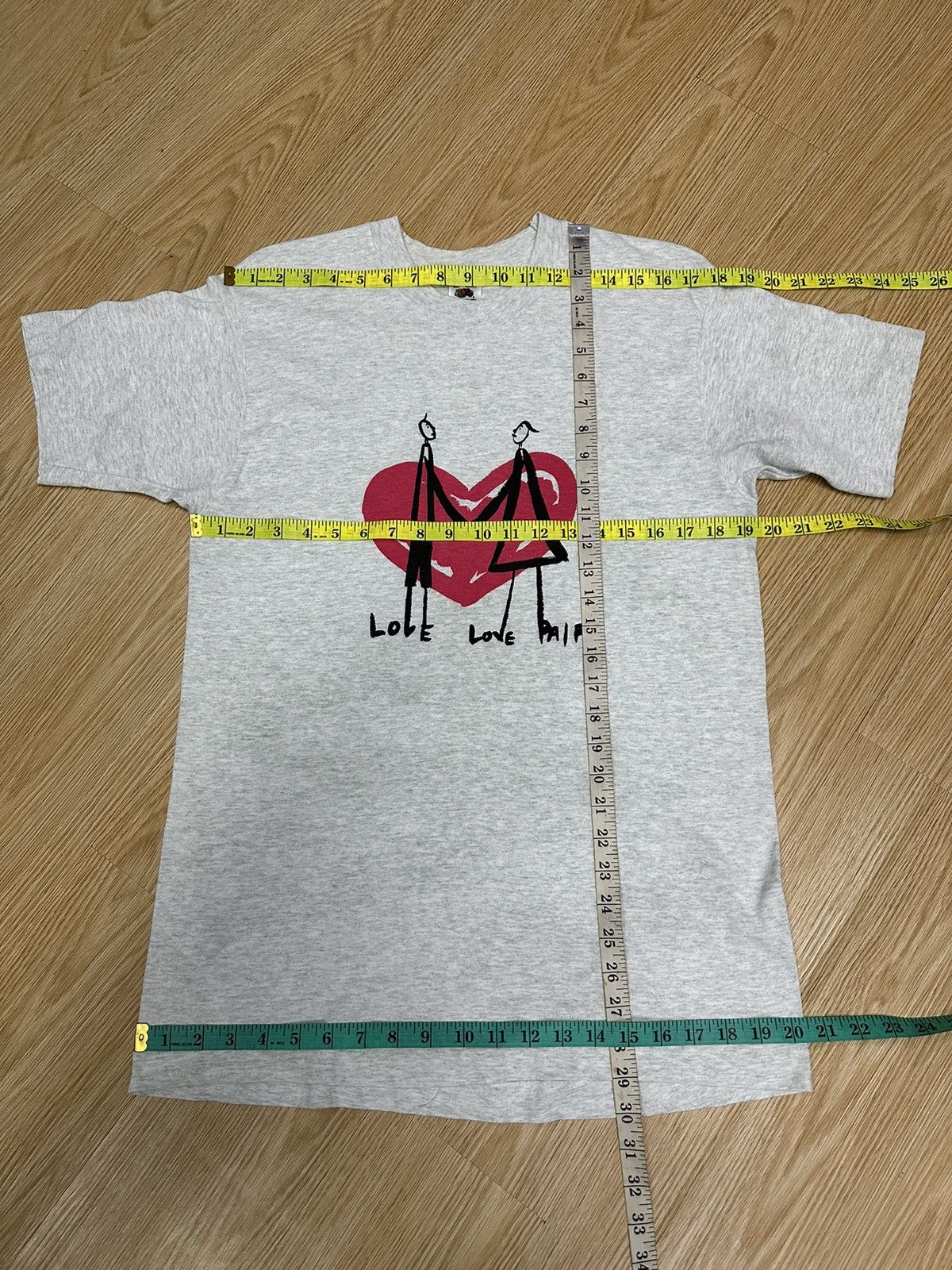 Fruit Of The Loom Vintage FOTL 80s Love Love Pair Tshirt A496 Size US M / EU 48-50 / 2 - 6 Thumbnail