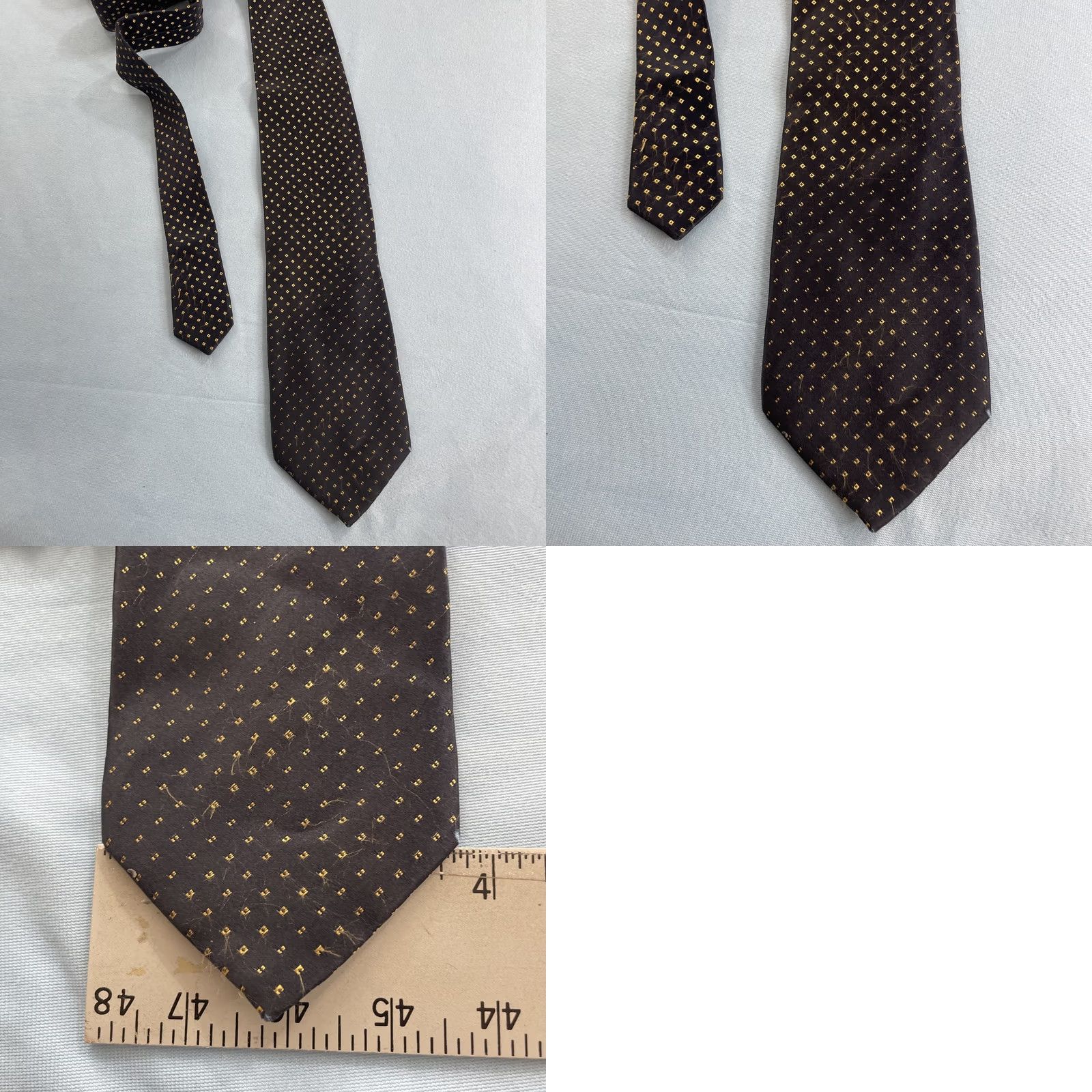 Canali VINTAGE Canali Designer Italy Luxury Silk Necktie Black Yellow Dot Read Mens Tie 57-60 Classic Silk Fade Old Money Size ONE SIZE - 11 Thumbnail