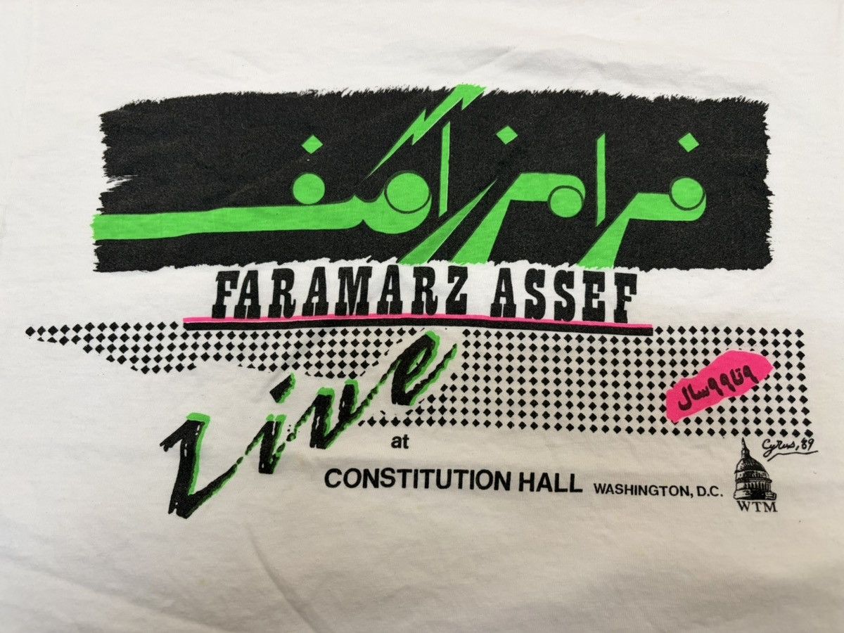 Band Tees 80s 1989 FARAMARZ ASSEF PERSIAN IRANIAN POP STAR CONCERT TEE Size US L / EU 52-54 / 3 - 5 Thumbnail