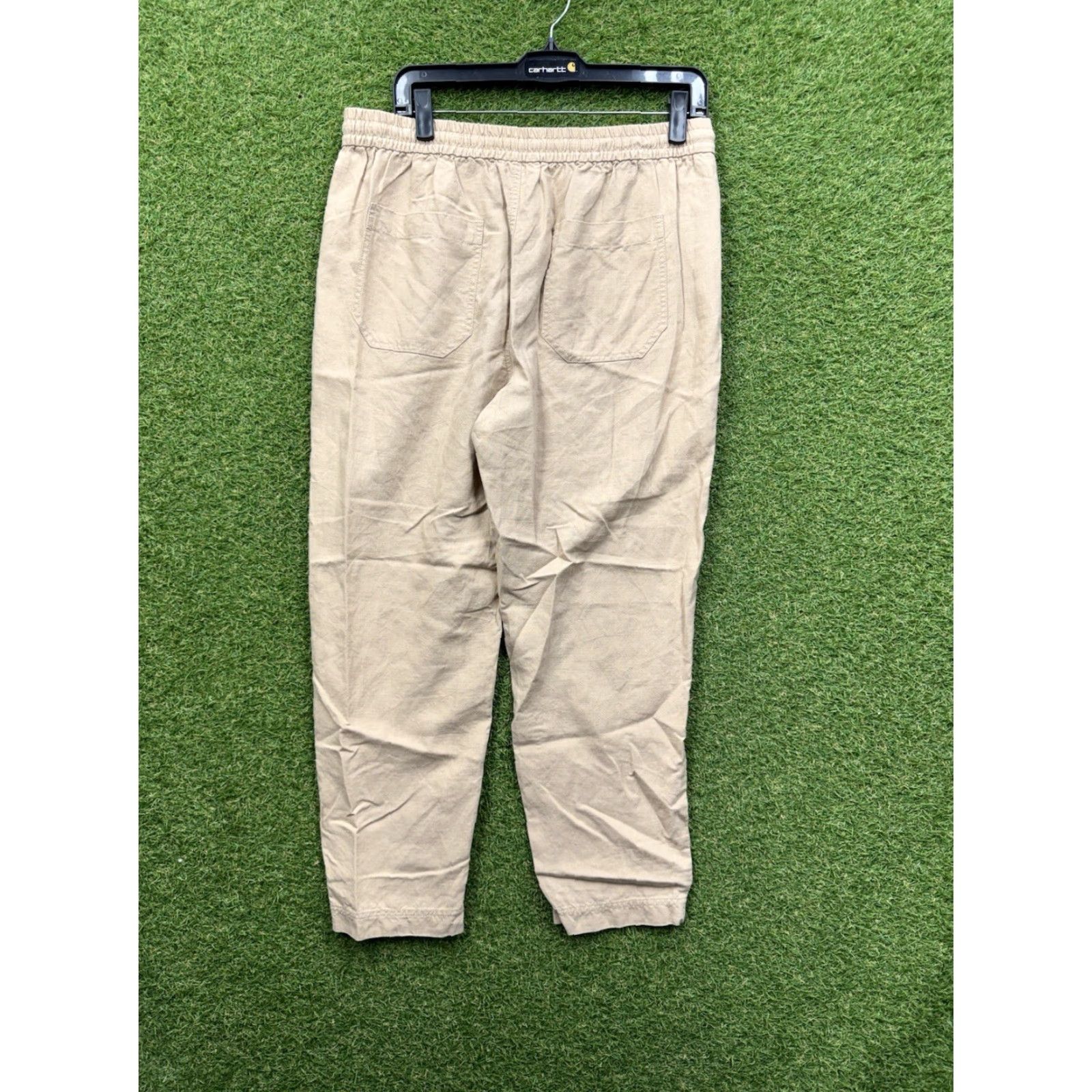 J.Crew J Crew Linen Pants Womens Medium Tapered Leg Elastic Waist Beach Boho Lounge Size 32" / US 10 / IT 46 - 2 Thumbnail