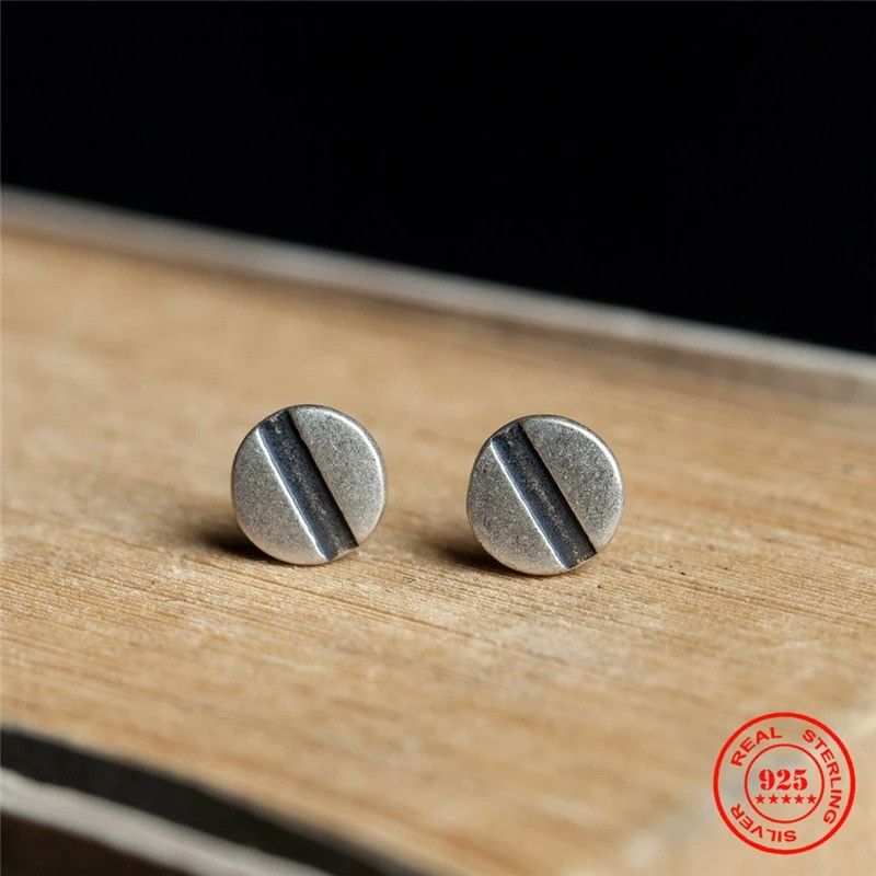 Jewelry Tiny Screw Stud Earrings 925 Sterling Ear Charm Gift Size ONE SIZE - 3 Thumbnail
