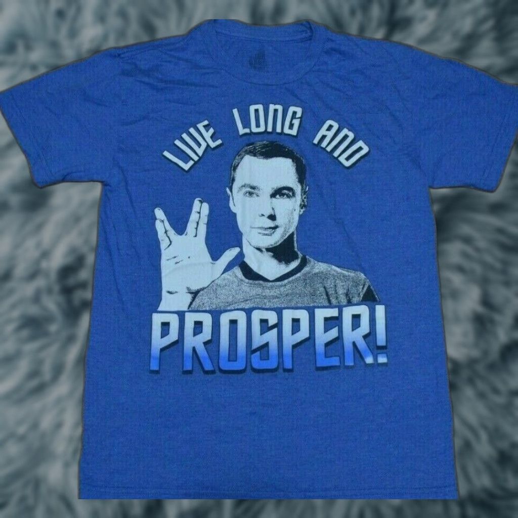Theory Big Bang Theory T-Shirt Small Mens Blue Live Long And Prosper Shirt Star Trek Sci Fi TV Graphic Tee Size US S / EU 44-46 / 1 - 1 Preview