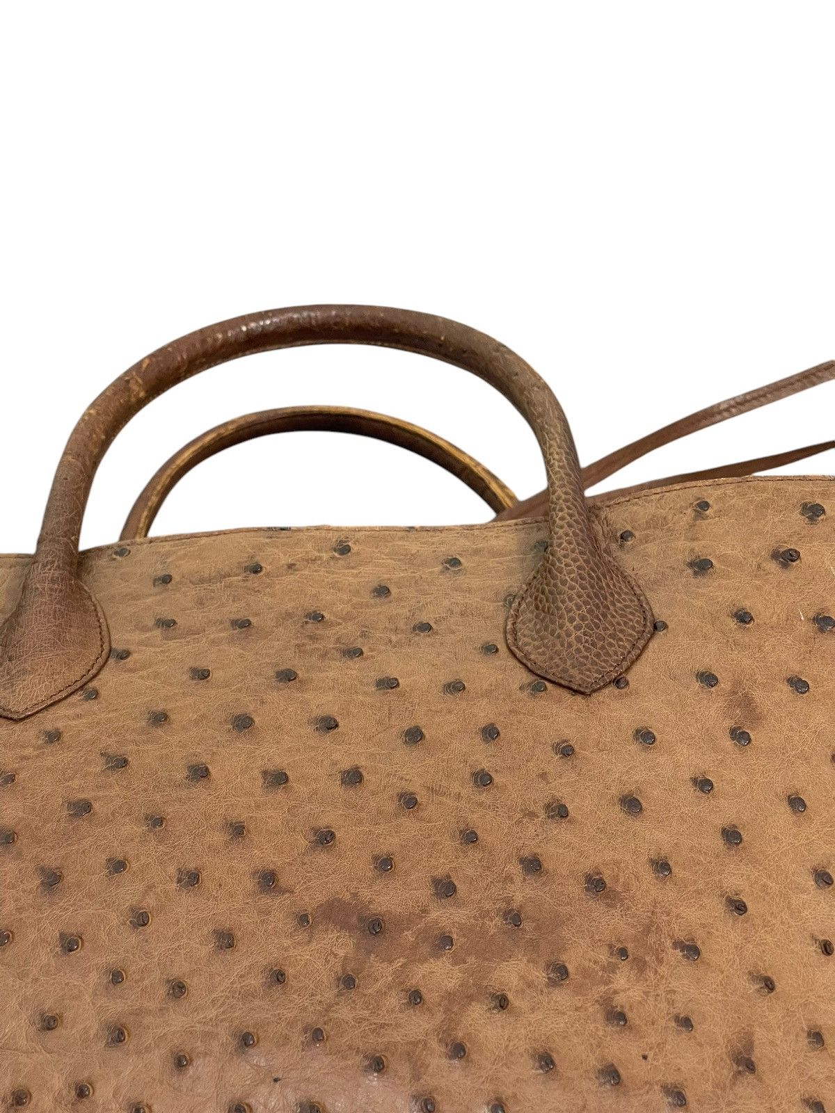 Genuine Leather Full Leather Ostritch Patina Vtg Unknown Tote Bag 2🟩0 Size ONE SIZE - 10 Thumbnail