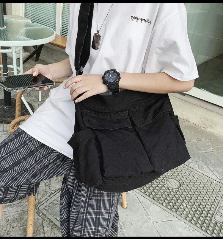 Vintage Vintage Simple Many Pockets Canvas Shoulder Bag🔥🔥🔥 Size ONE SIZE - 2 Thumbnail