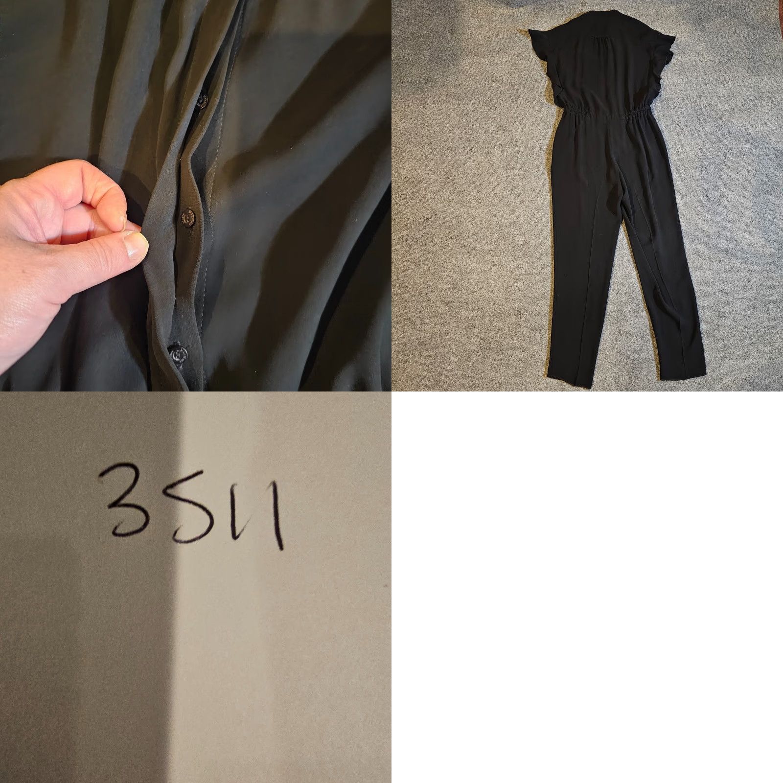 Max Mara VINTAGE MaxMara Jumpsuit Women 10 Black Short Sleeve Tie Waist High Neck Casual Cocktail Size 32" / US 10 / IT 46 - 8 Thumbnail