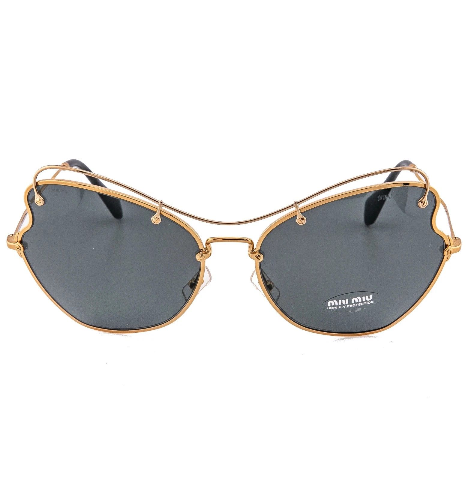 Miu Miu MIU MIU MU56RS SCENIQUE Butterfly 56R Black Gold Sunglasses Size ONE SIZE - 5 Thumbnail