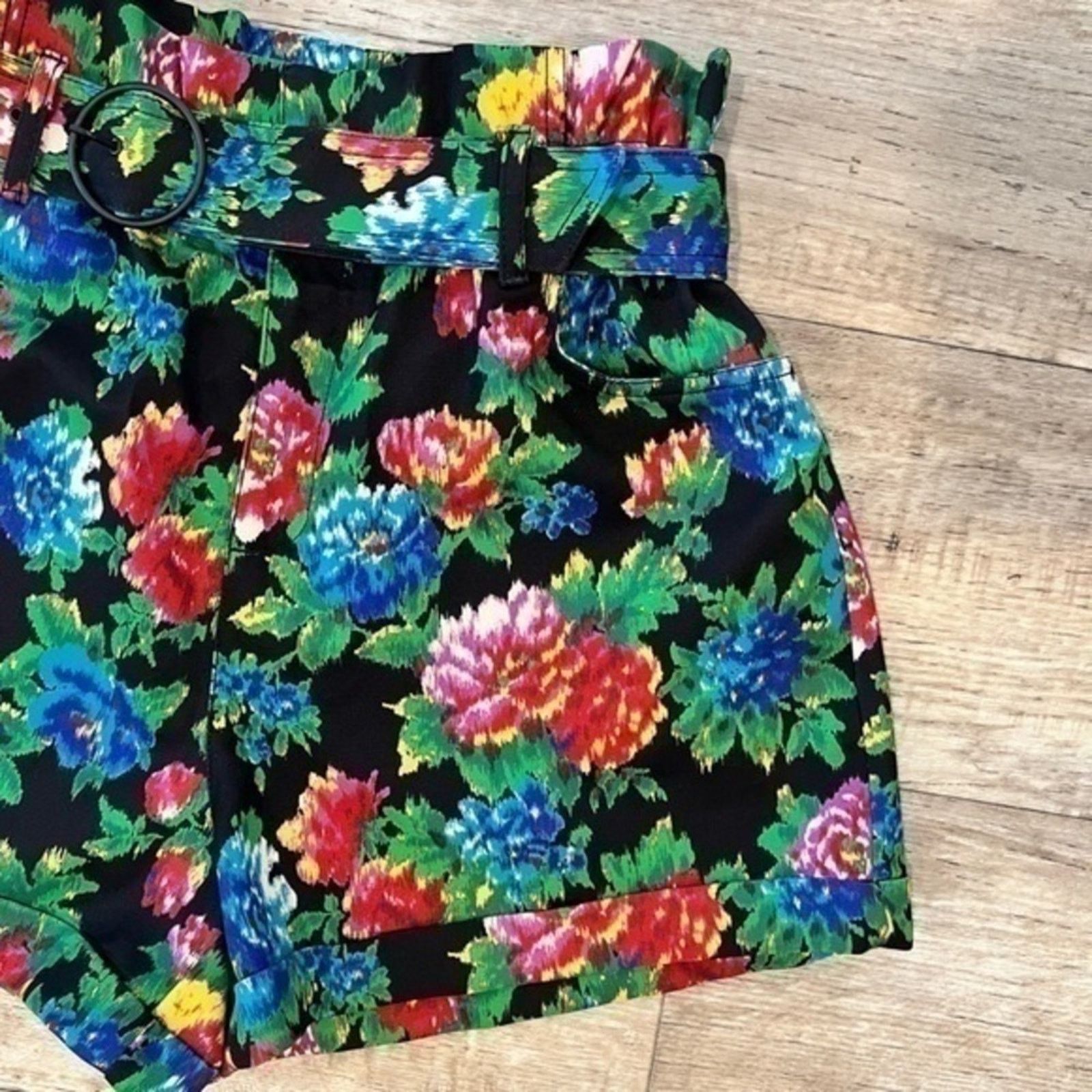 ZARA Floral Print Paperbag Shorts NWT