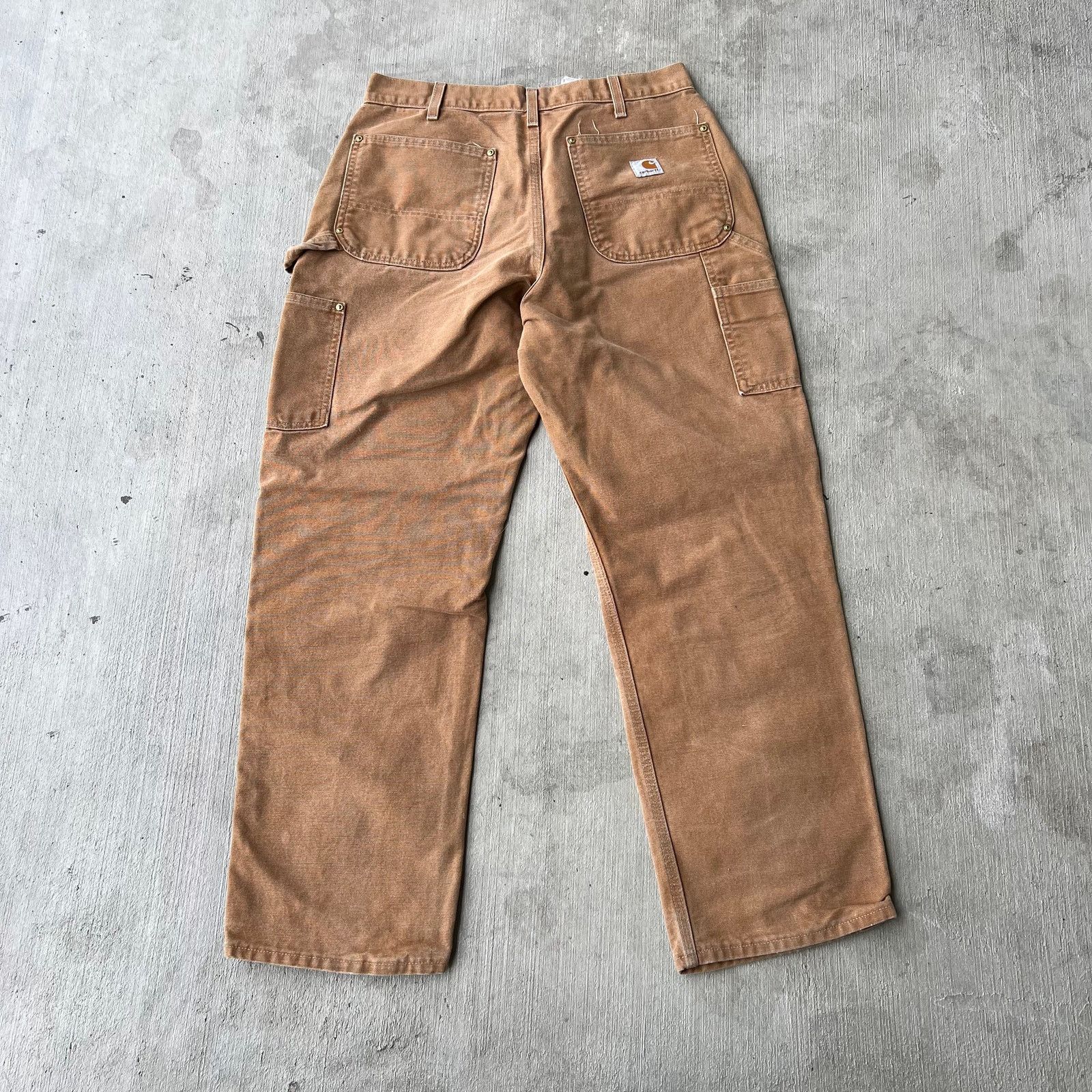 Carhartt × Vintage Carhartt brown faded double knee work wear carpenter pants Size US 31 - 4 Thumbnail