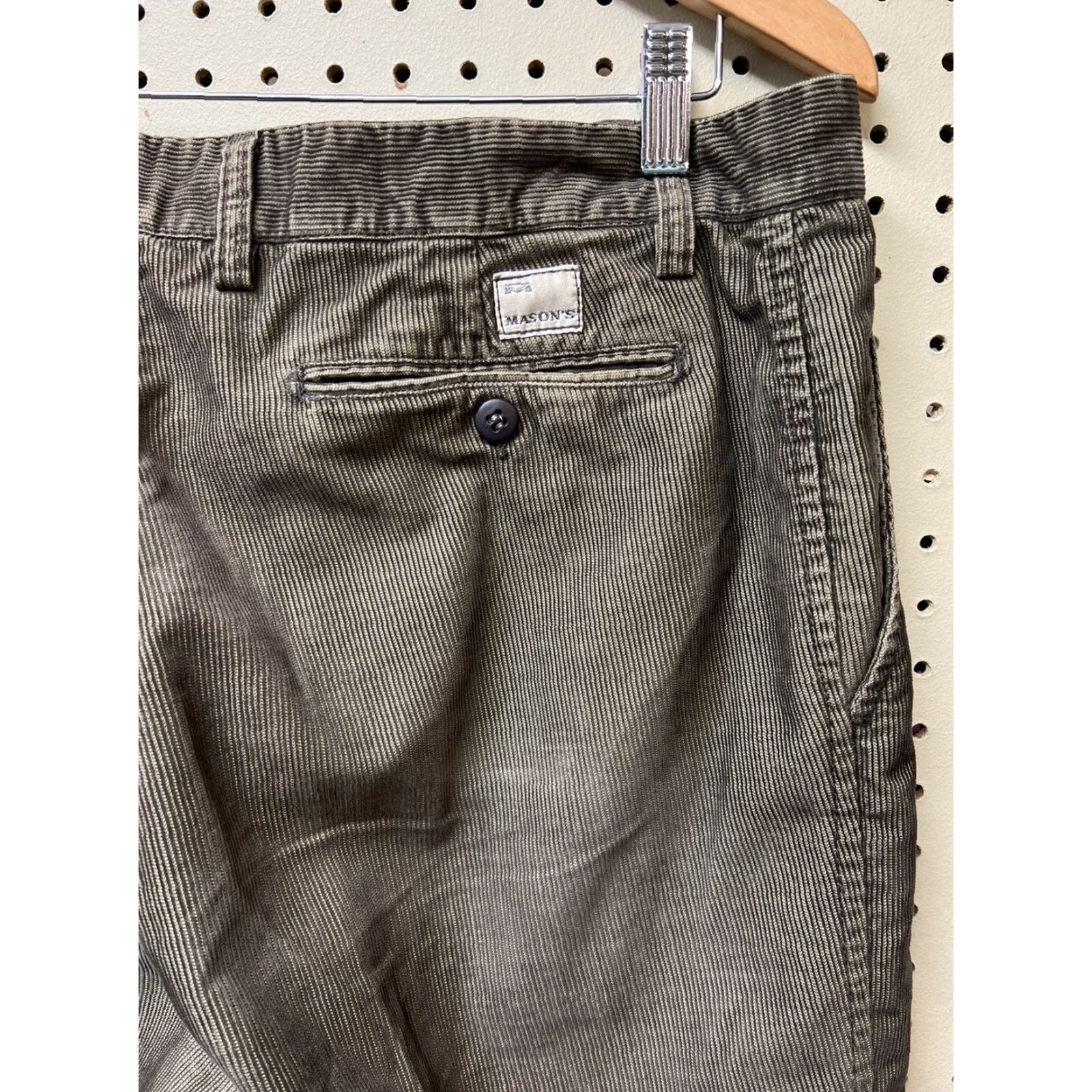 Mason's Mason's Jeans Pants Mens 35 x 31 Green Corduroy Casual Straight Leg Italy Made Chino 90s Mens Size US 35 - 3 Thumbnail