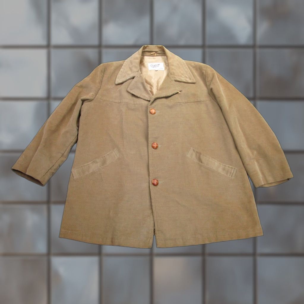 Vintage VINTAGE English Squire Overcoat Mens 48 Beige Corduroy Car Coat Lined Made in USA Size US M / EU 48-50 / 2 - 1 Thumbnail