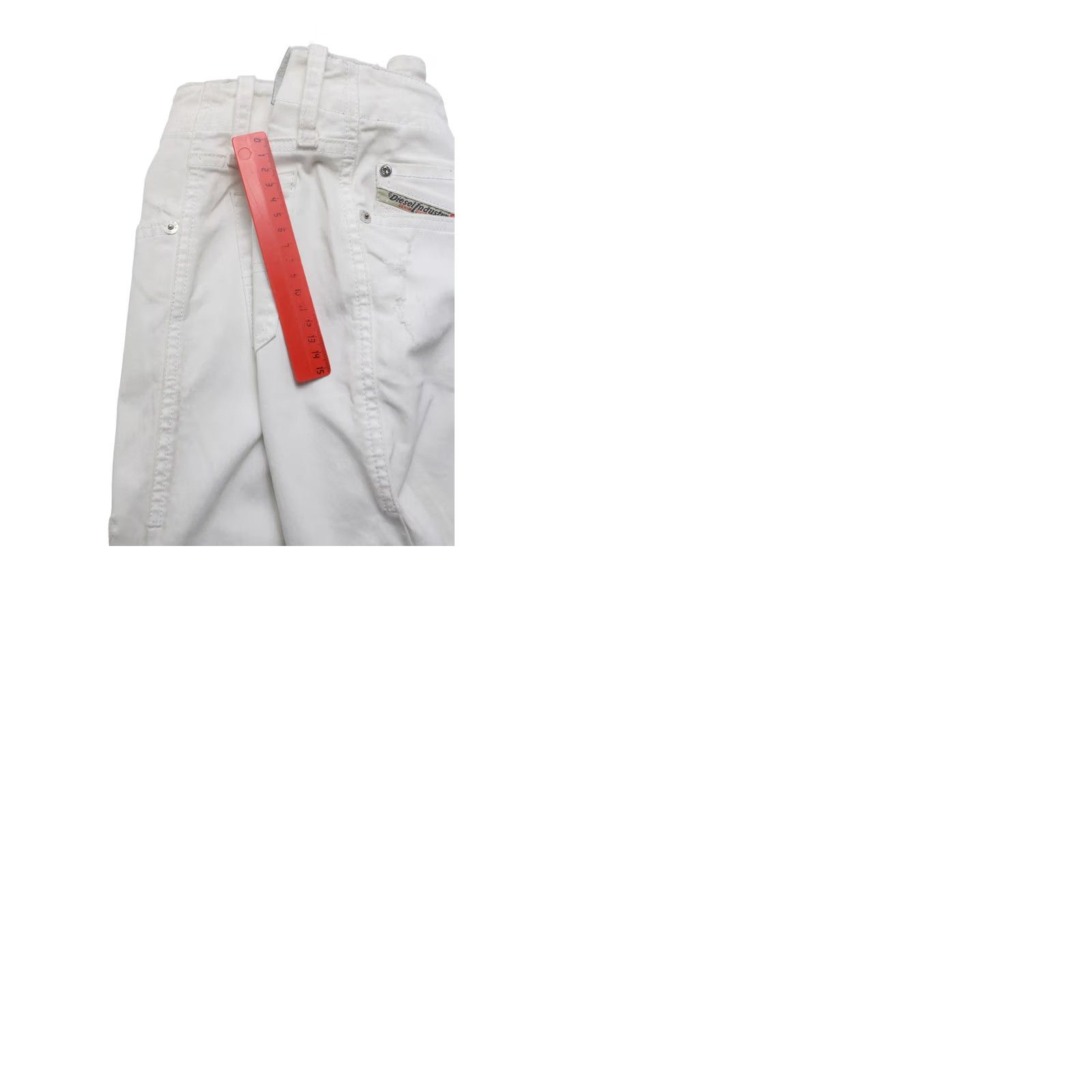 Diesel Diesel Grupee Super Slim-Skinny Low Waist Stretch Jeans Women's W23/L32 White Distressed Size 40" / US 18 - 9 Thumbnail