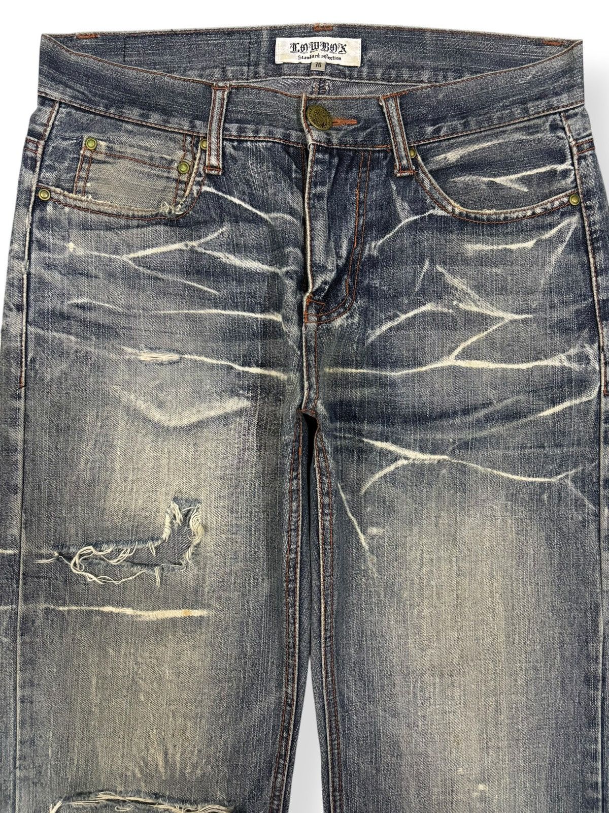 14th Addiction Vintage Lowbox Whiskers Mud Wash Distressed Grunge Jeans Size US 30 / EU 46 - 3 Thumbnail