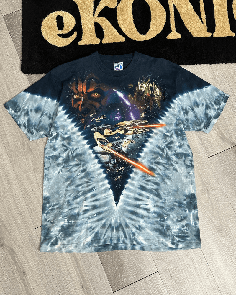 image of Vintage Star Wars Phantom Menace Liquid Blue T-Shirt - XL in Tie Dye, Men's