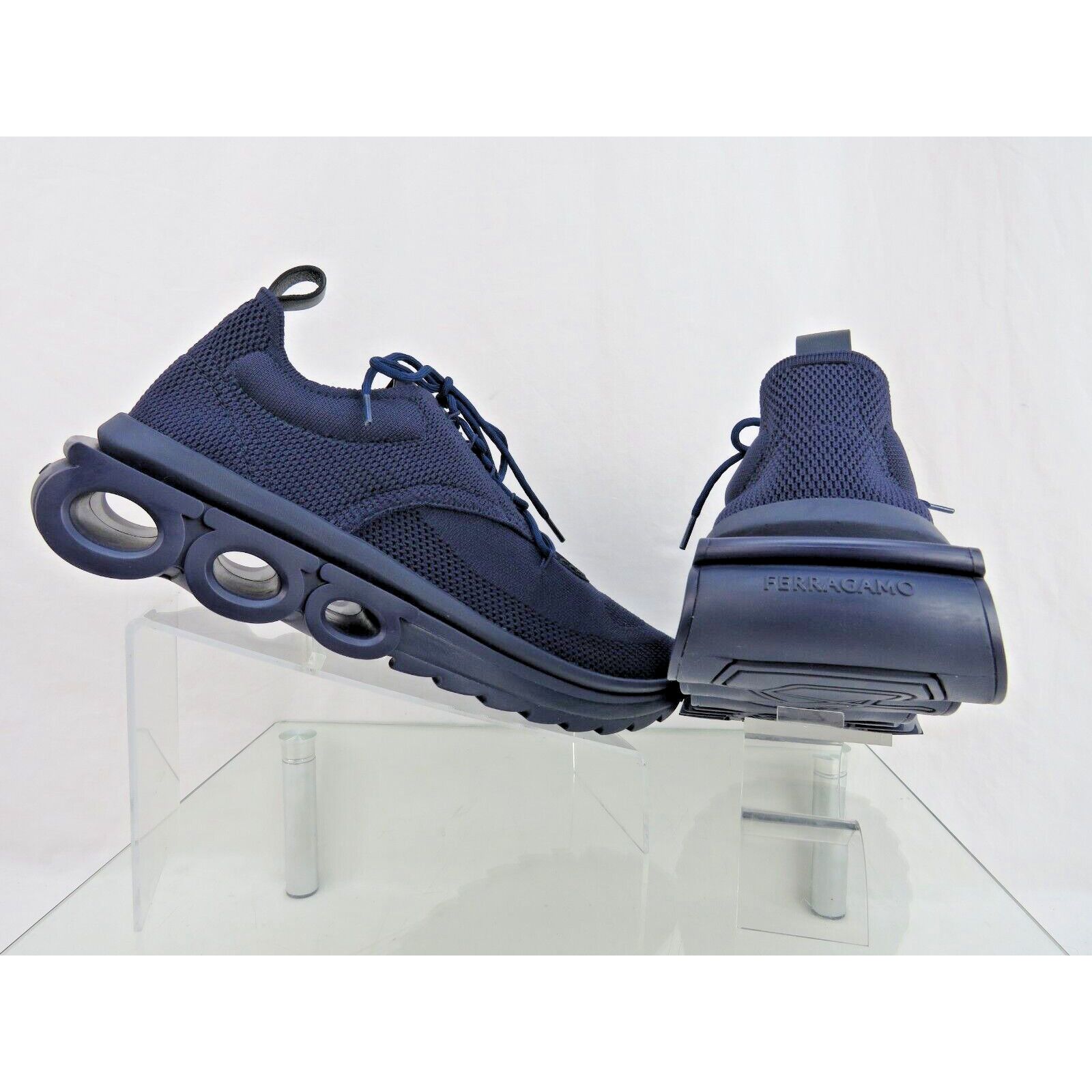 Salvatore Ferragamo DARK BLUE NIMA LEATHER MESH LOGO LOW SNEAKERS US 13 46 ITALY Size US 13 / EU 46 - 10 Thumbnail