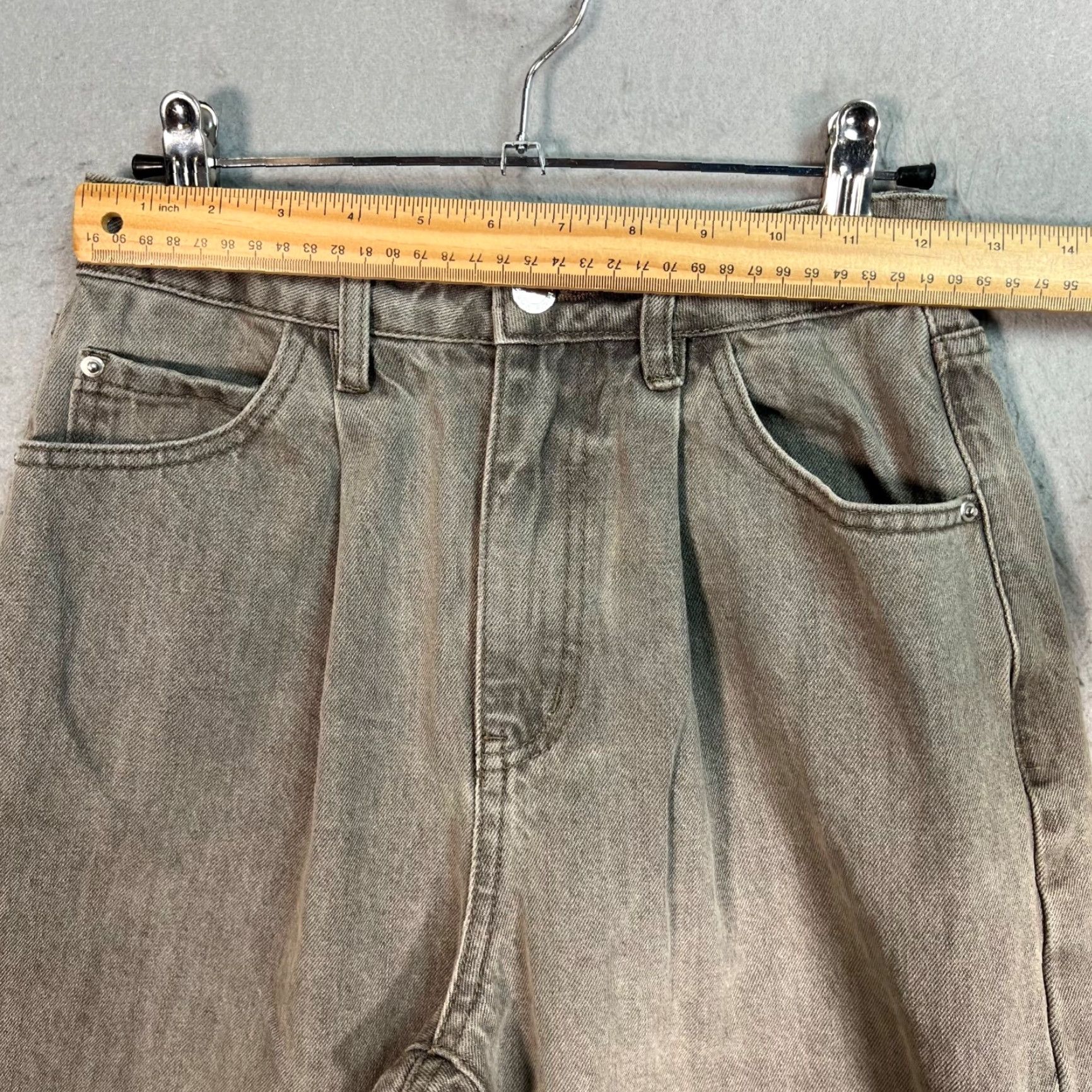Vintage WeWoreWhat Womens Jeans 25 Distressed Wide-Leg 100% Cotton Taupe Grey Size 42" / US 20 - 6 Thumbnail