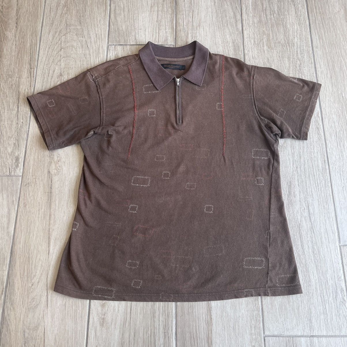 Undercover SS2003 'Scab' Stitch Quarter Zip Polo Shirt Size US L / EU 52-54 / 3 - 1 Thumbnail