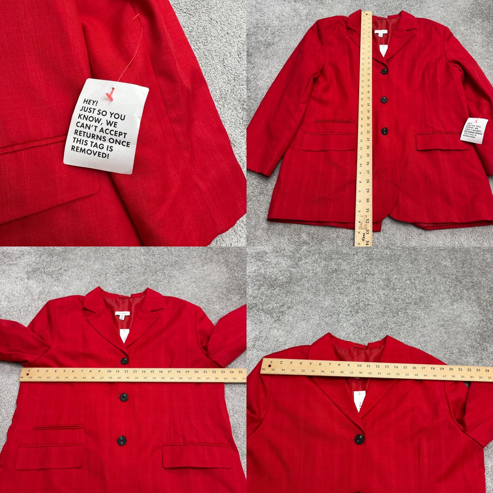 Topshop Topshop Blazer Jacket Womens 8 Red Notched Lapel Single Breasted Career Work NWT VINTAGE? Size M / US 6-8 / IT 42-44 - 8 Thumbnail