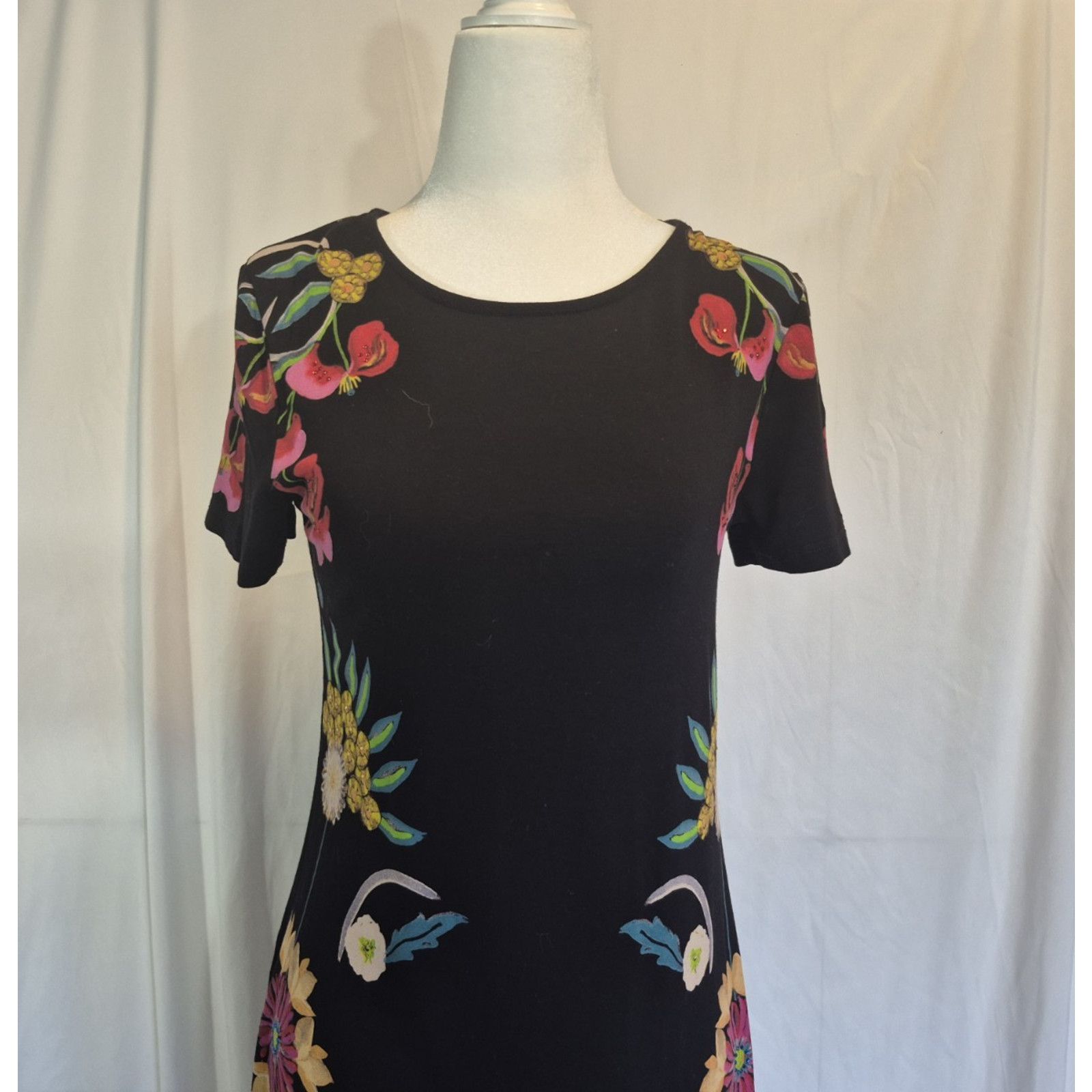 Desigual Desigual Womens Painted Multicolor Tropical Floral Dress XS Size XS / US 0-2 / IT 36-38 - 4 Thumbnail