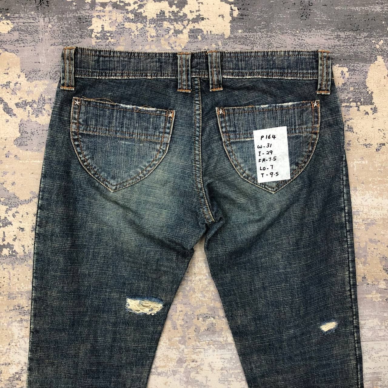 Japanese Brand P164 JAPAN 9h FLARED RIPPED JEANS Size US 31 - 4 Thumbnail