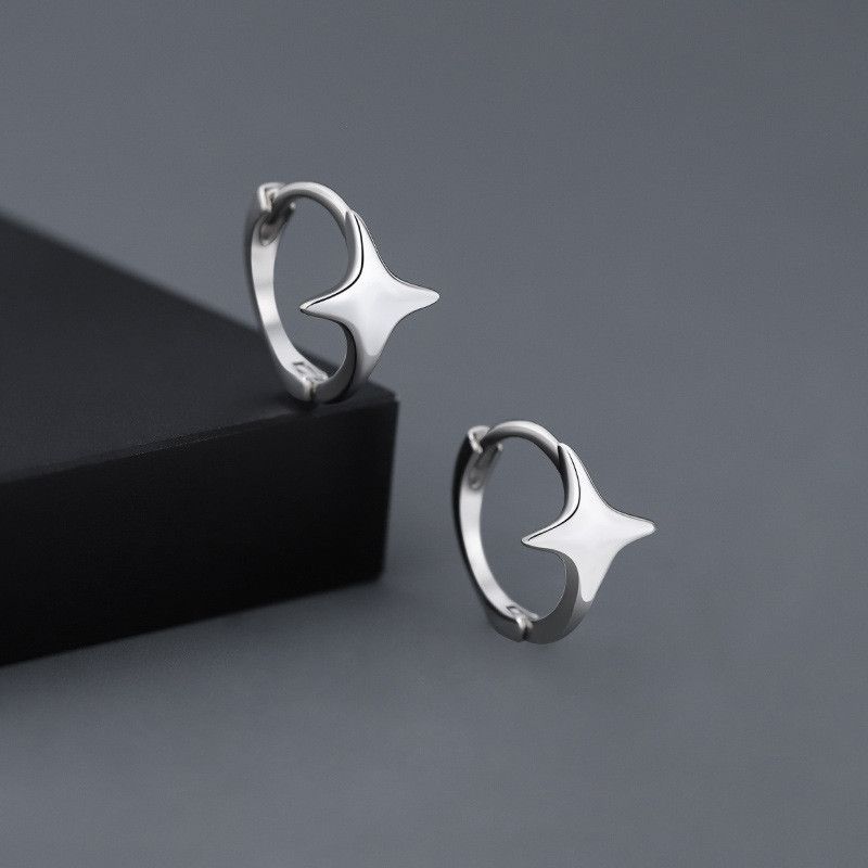 Jewelry × Sterling Silver Star Rare Earrings One Pairs Chrome Jewelry Size ONE SIZE - 2 Thumbnail