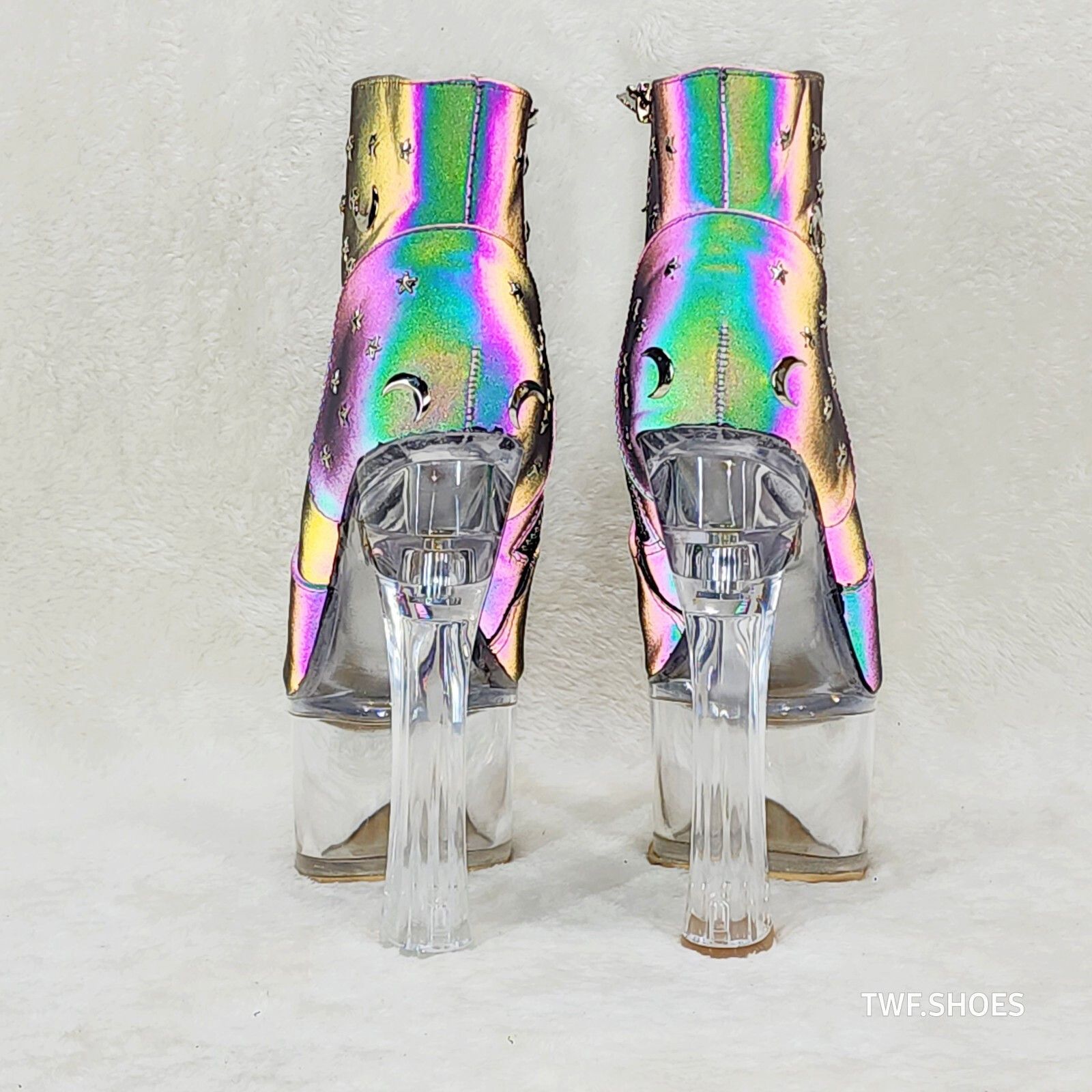 Other Ocho Purple Multi Reflective Ankle Boots Clear Platform & Ch Size US 8 / IT 38 - 6 Thumbnail