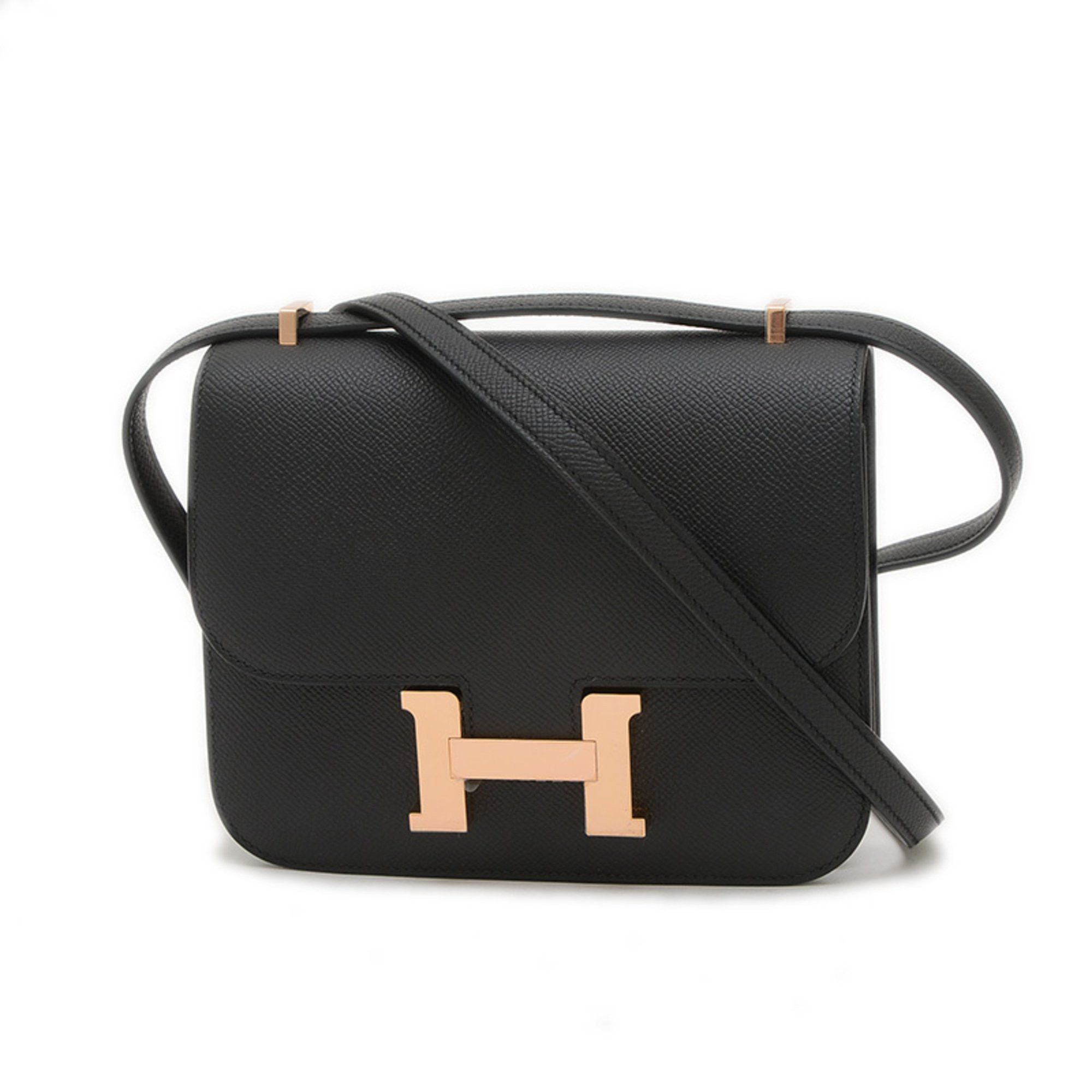 Hermes Constance Mini 18 Shoulder Bag Miroir Epsom Black Rose Gold Hardware W Engraved, Women's