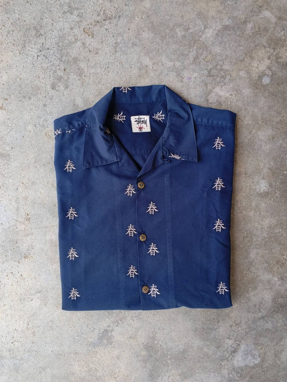 Stussy Vintage RARE 90s STUSSY Chinese Wording Open Collar Shirt Size US XL / EU 56 / 4 - 14 Thumbnail