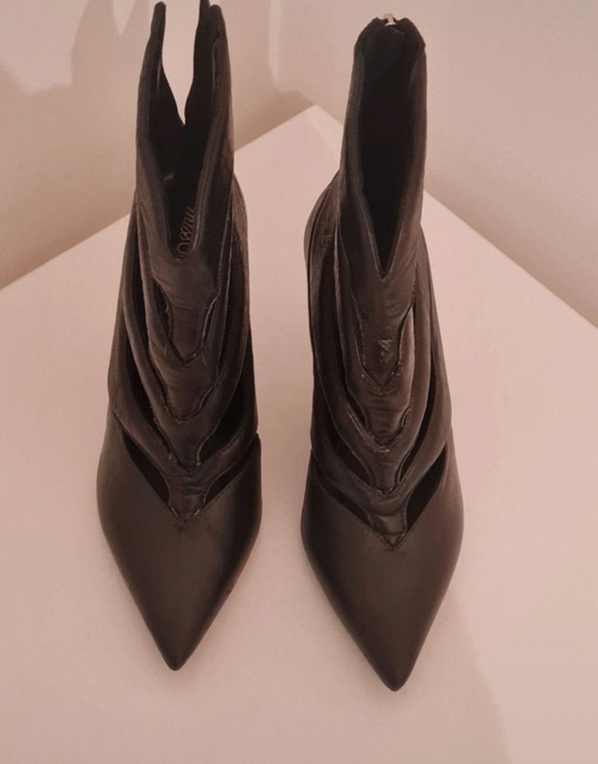 Other Black leather goth ankle boots pointed toe 37 Size US 6 / IT 36 - 3 Thumbnail